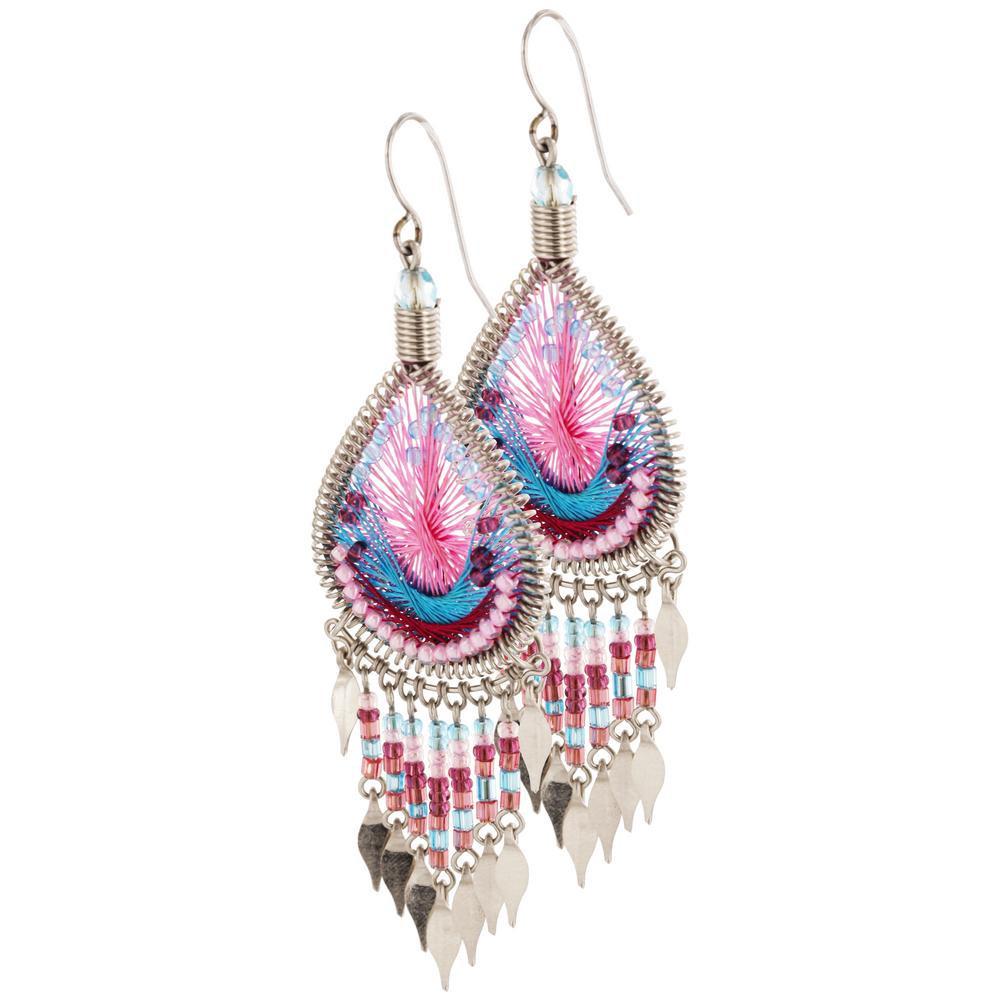 Dazzling Chandelier Thread Earrings - Pink
