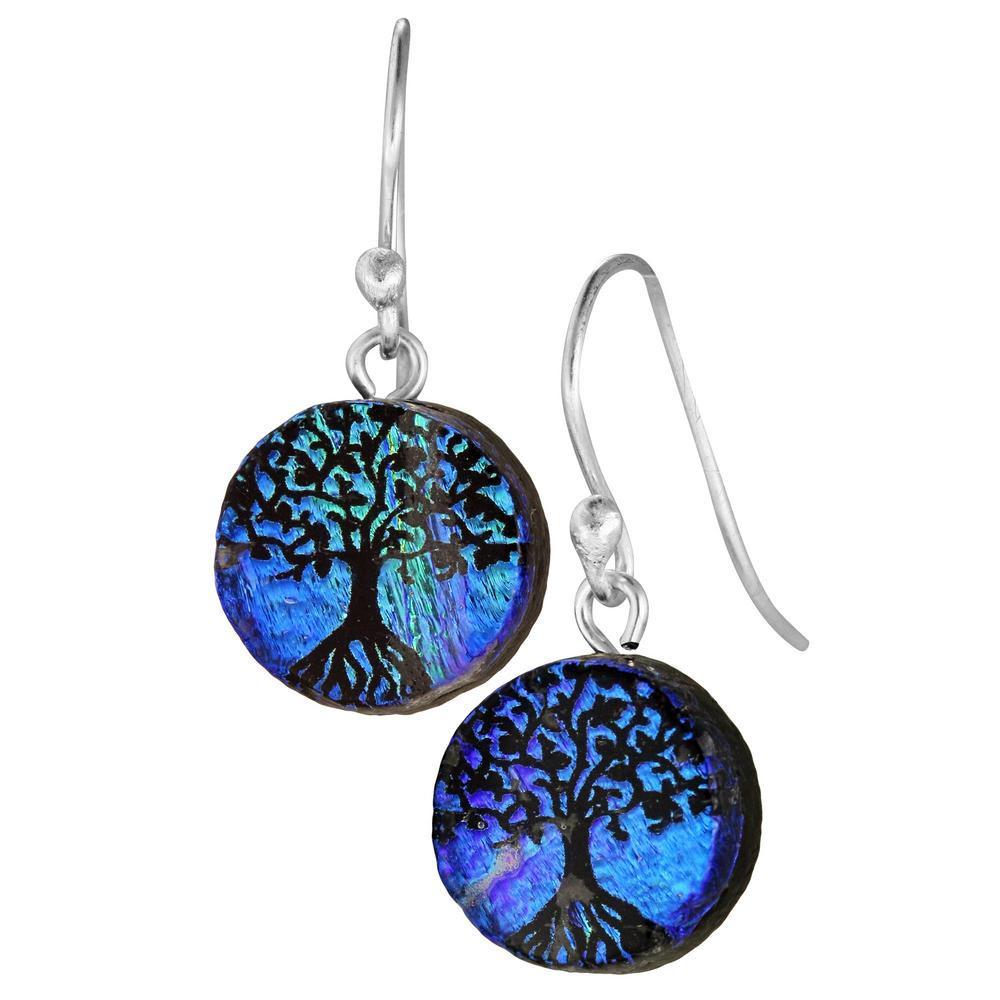 Dichroic Glass Tree Of Life Earrings - Single Pair