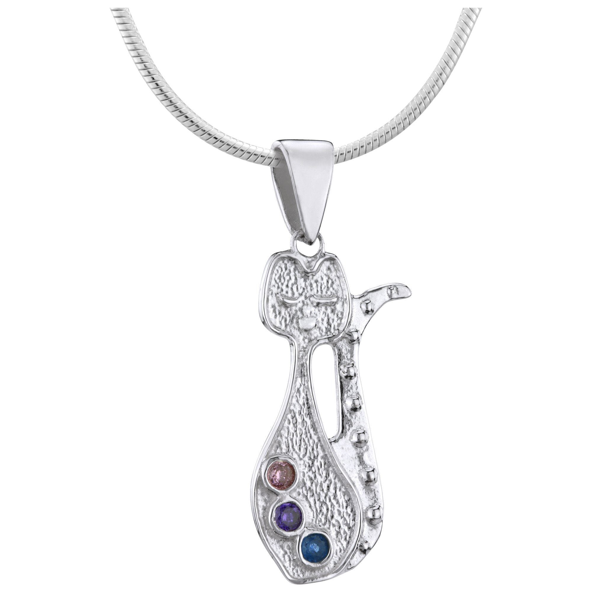 Fancy Cat Sterling Necklace - With Diamond Cut Chain