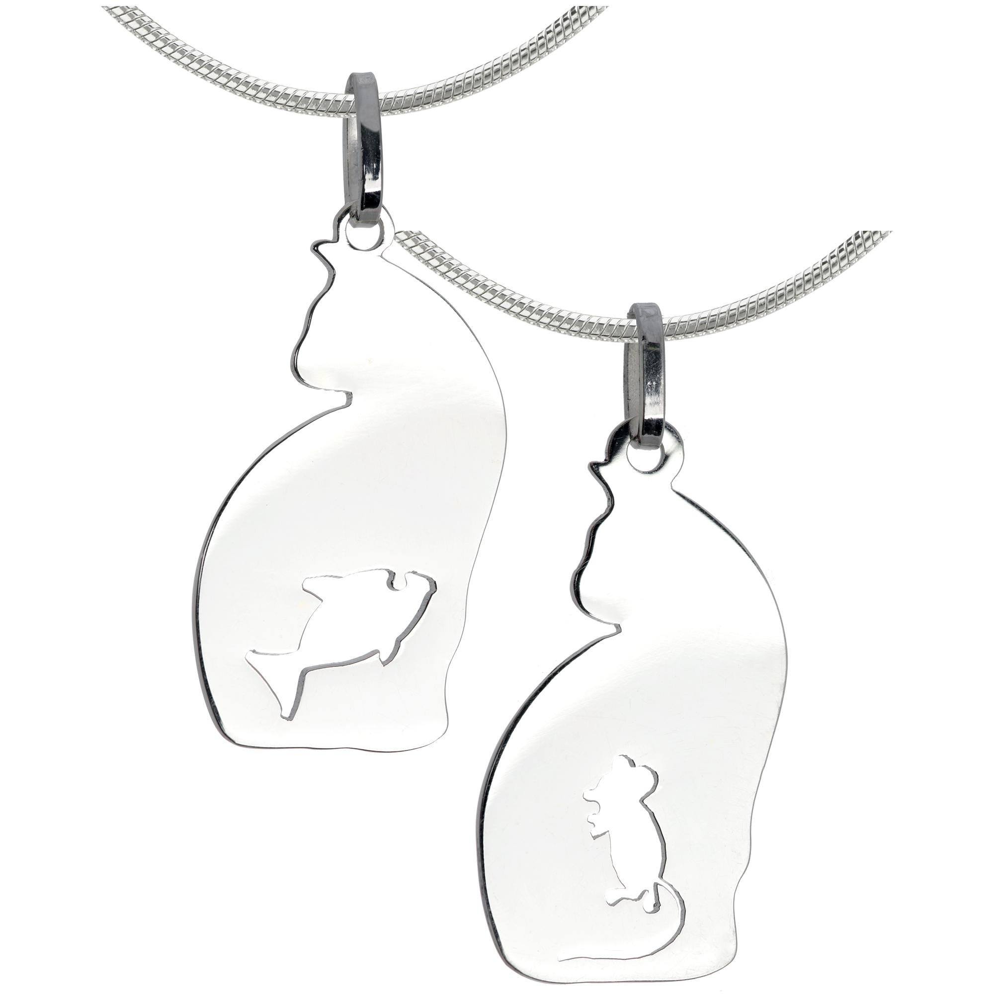 Feline Instincts Sterling Necklace - Fish - With Diamond Cut Chain