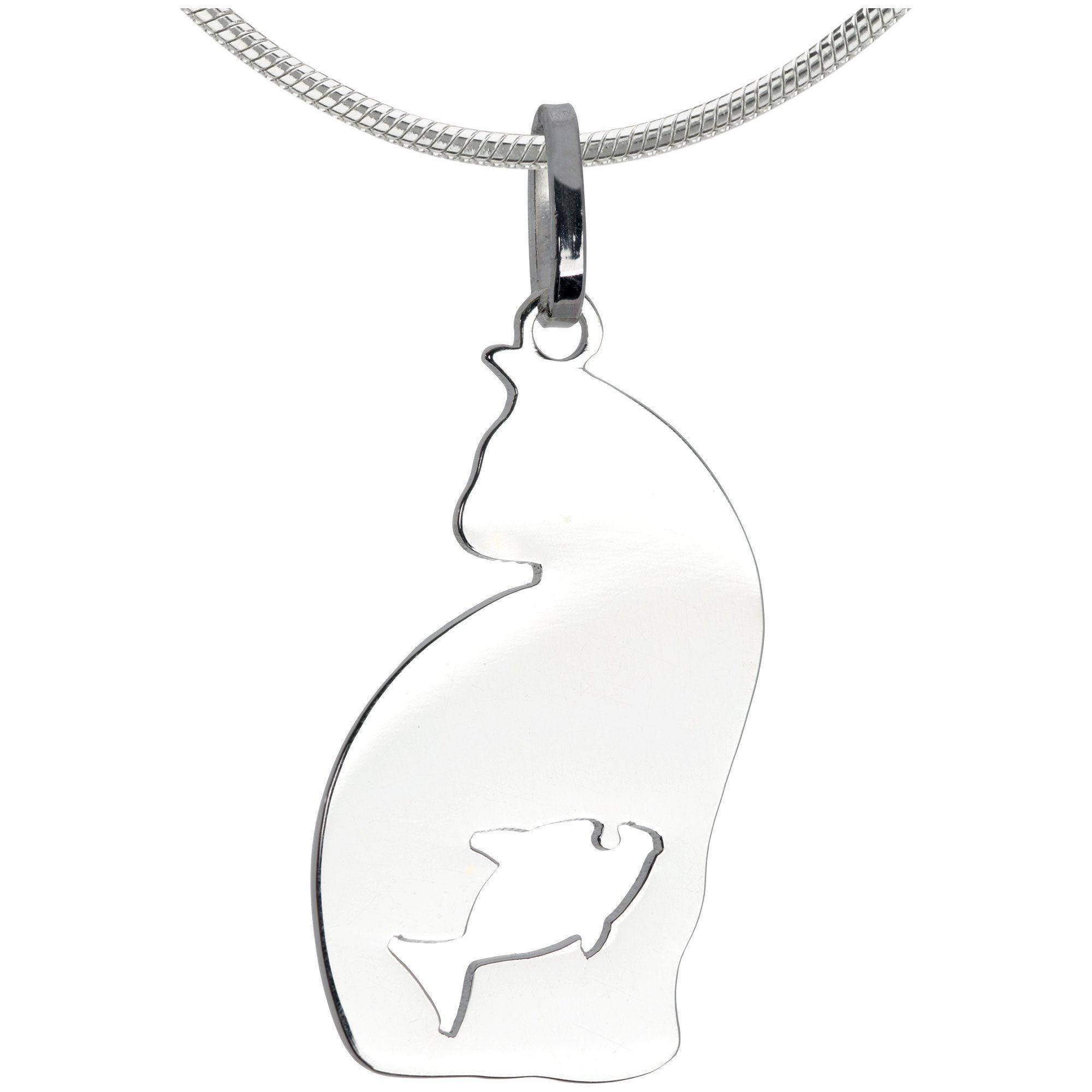 Feline Instincts Sterling Necklace - Fish - With Diamond Cut Chain