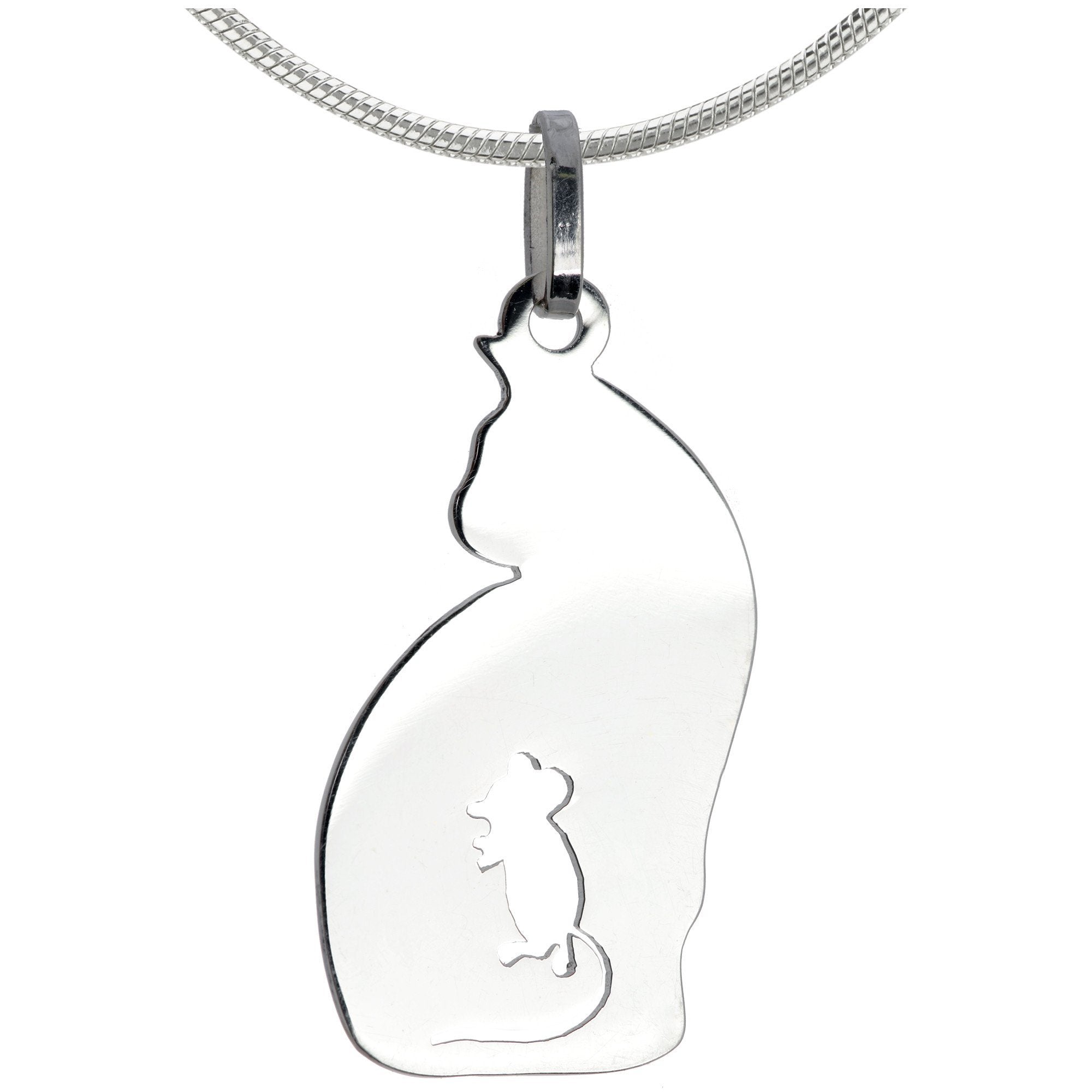 Feline Instincts Sterling Necklace - Mouse - With Diamond Cut Chain