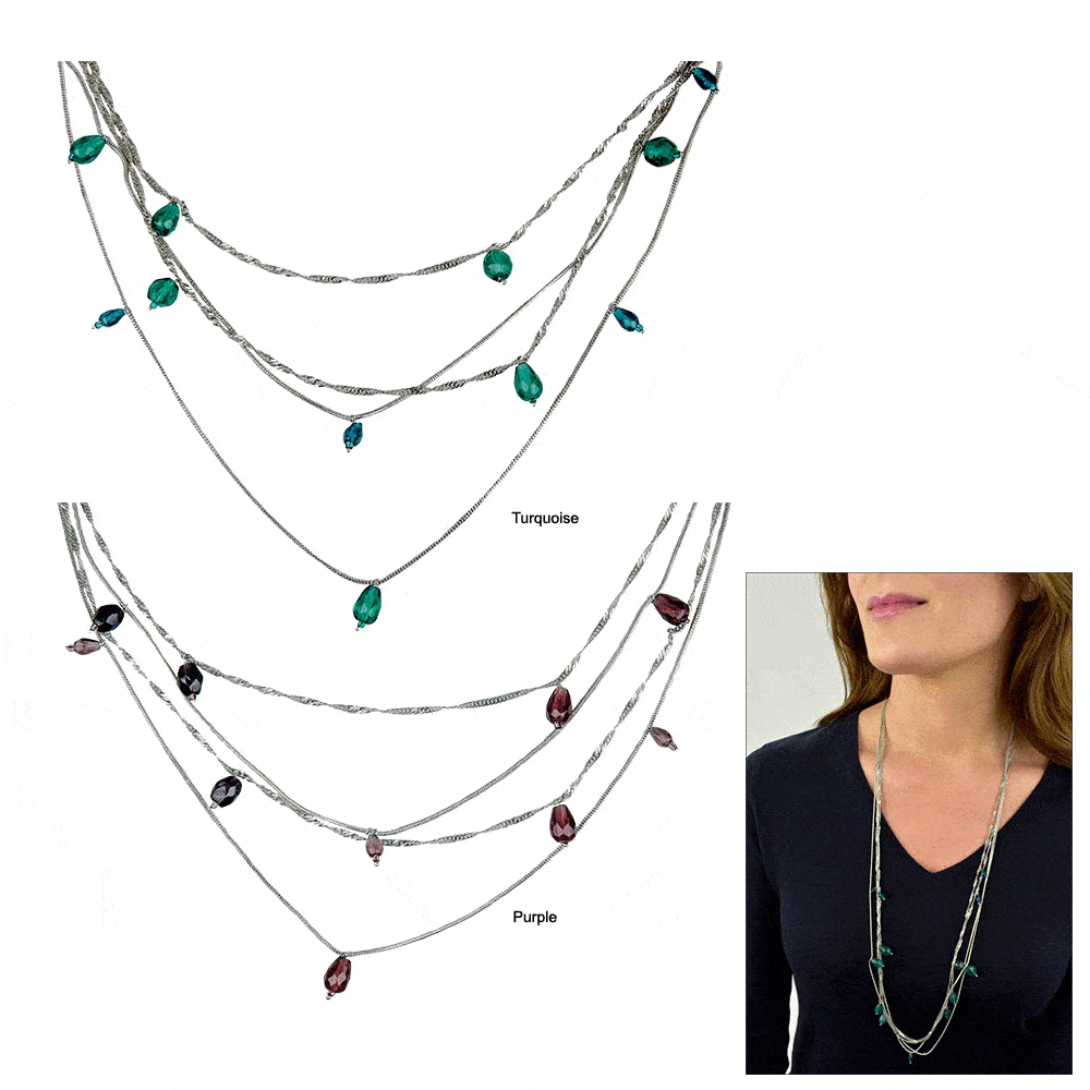 Floating Drops Necklace - Turquoise