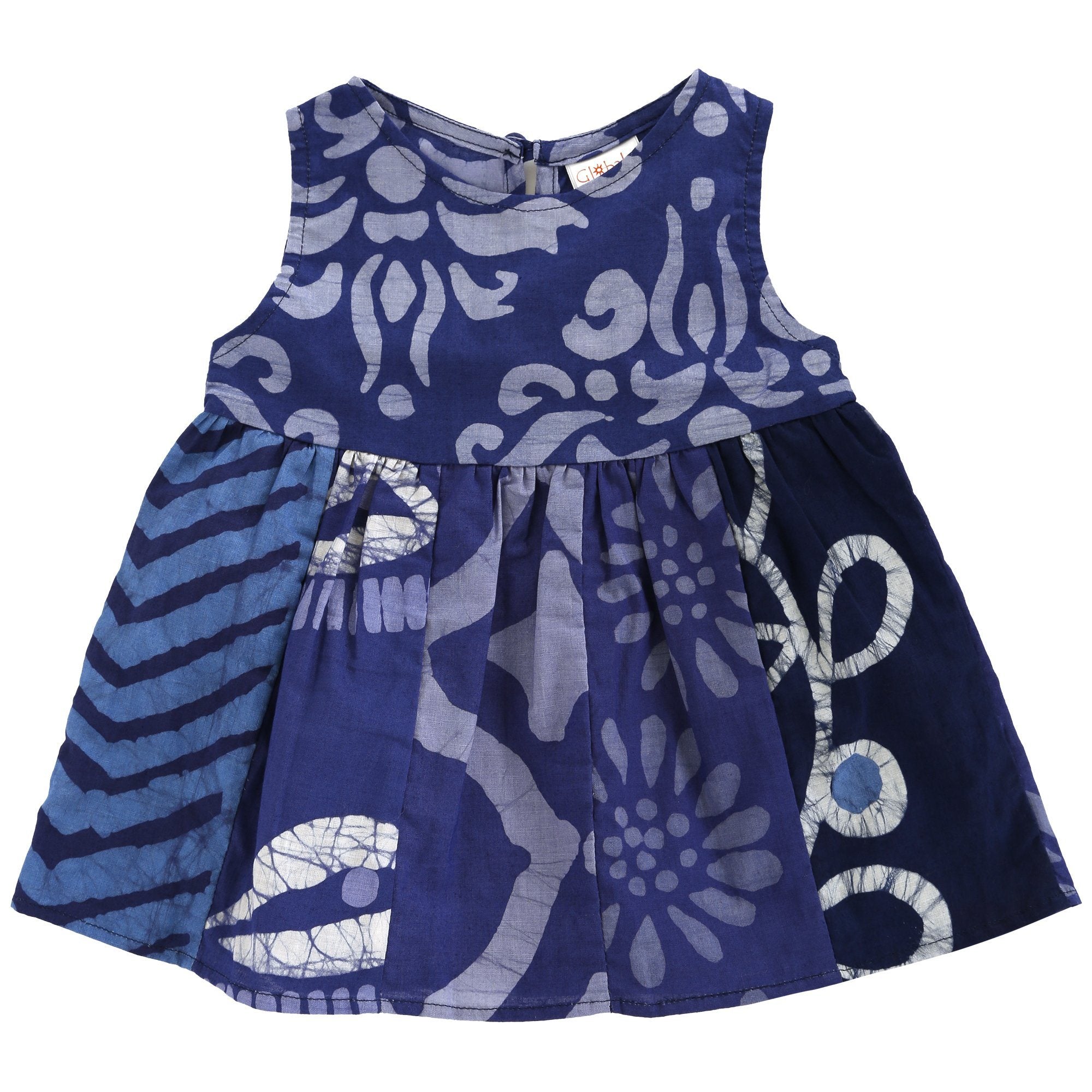 Ghana Batik Girl's Paneled Sundress - Blueberry - 12 Months