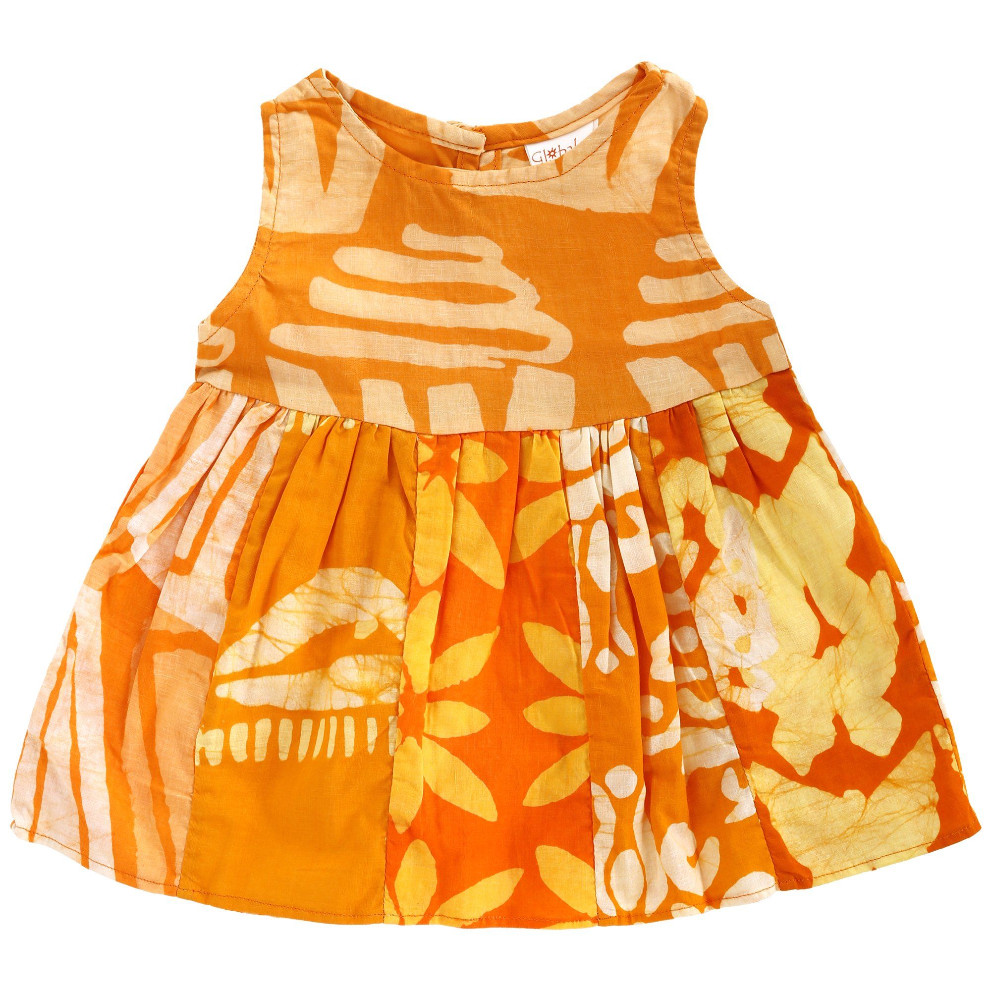 Ghana Batik Girl's Paneled Sundress - Marigold - 6 Months