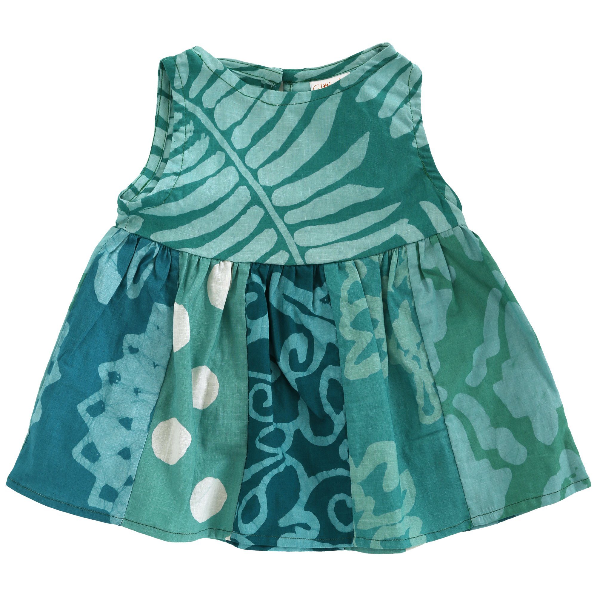 Ghana Batik Girl's Paneled Sundress - Shamrock - 12 Months