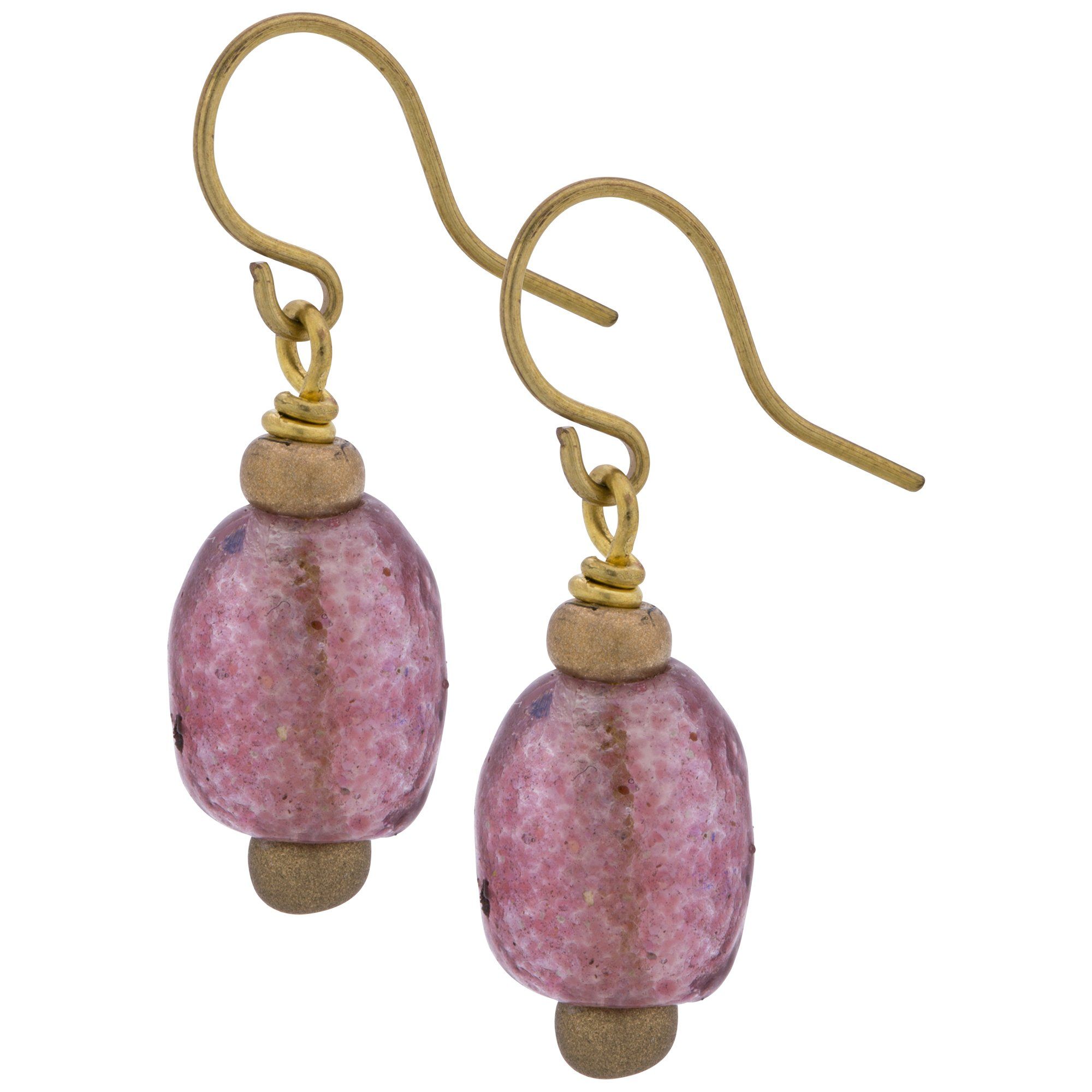 Glass Droplet Earrings - Pink