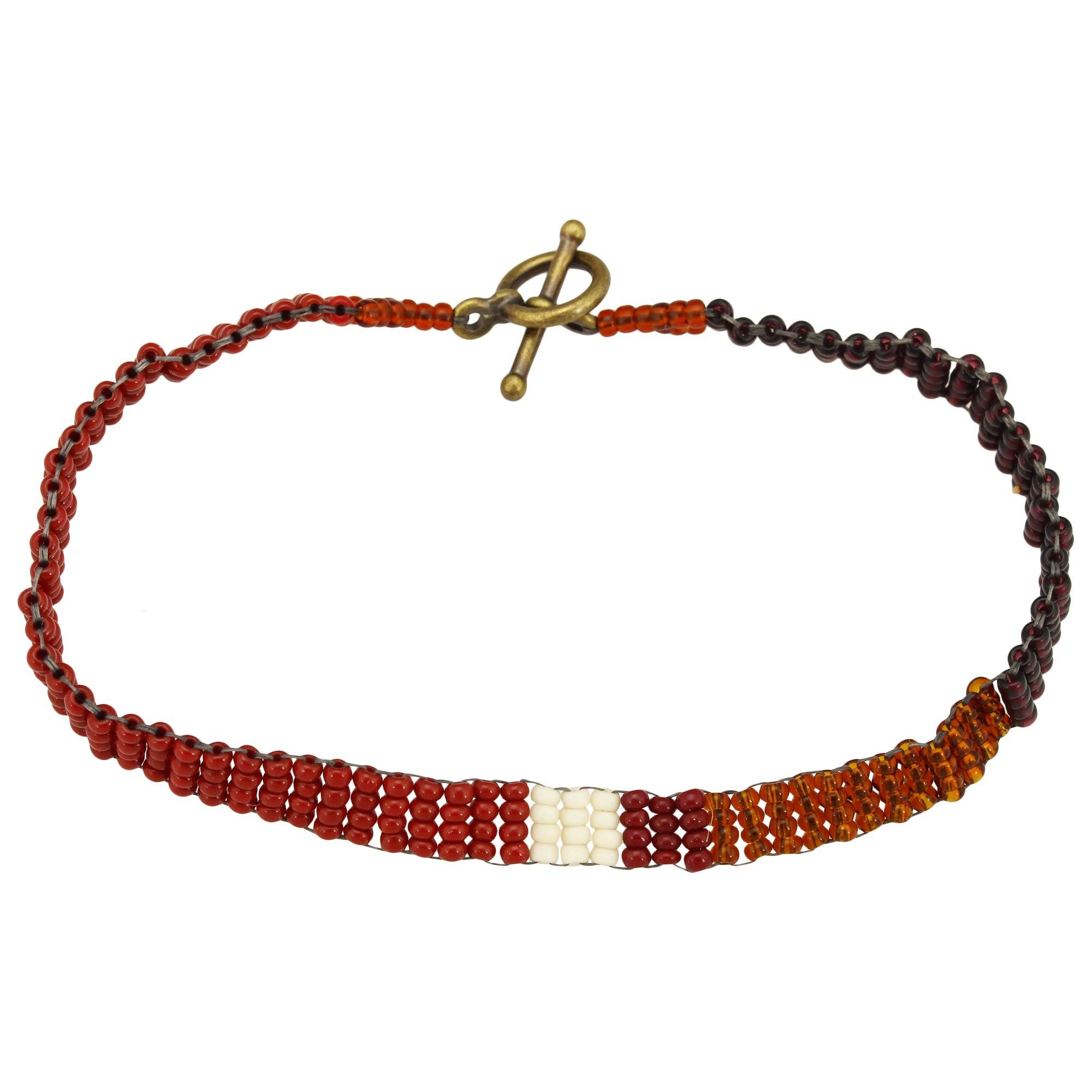 Haitian Bead Weaver Earth Tone Bracelet - Color Block