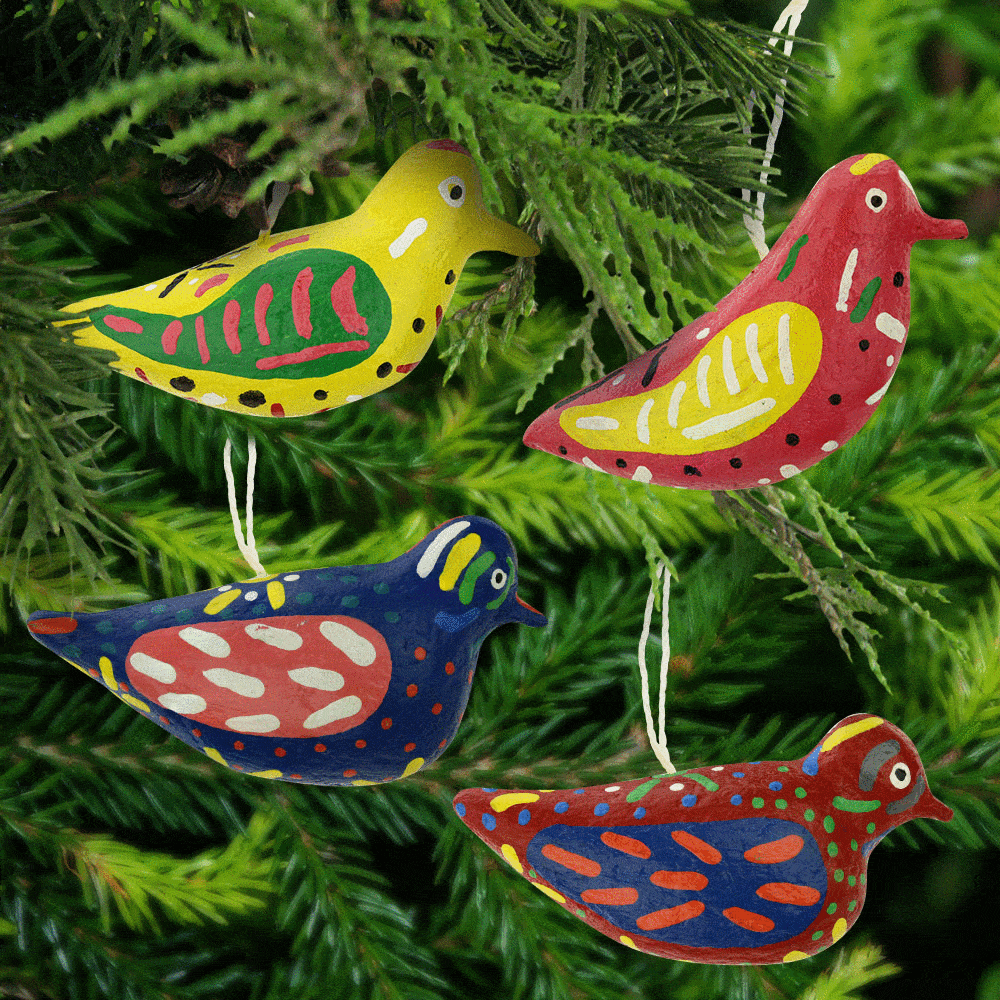 Haitian Papier Mache Bird Ornament - Yellow