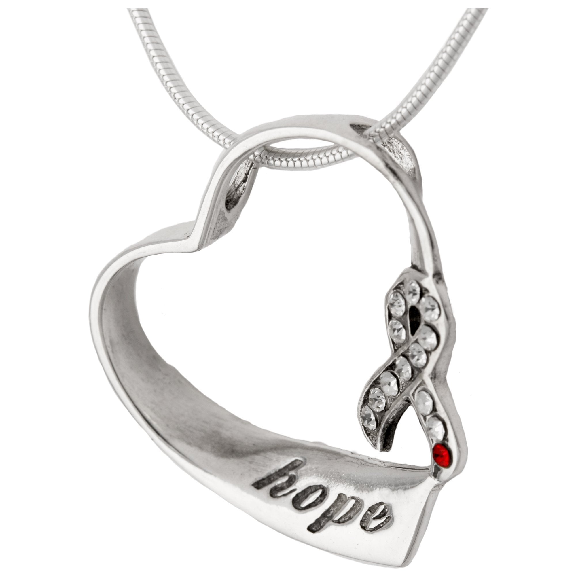 Hope For Diabetes Sterling Heart Necklace - Pendant Only