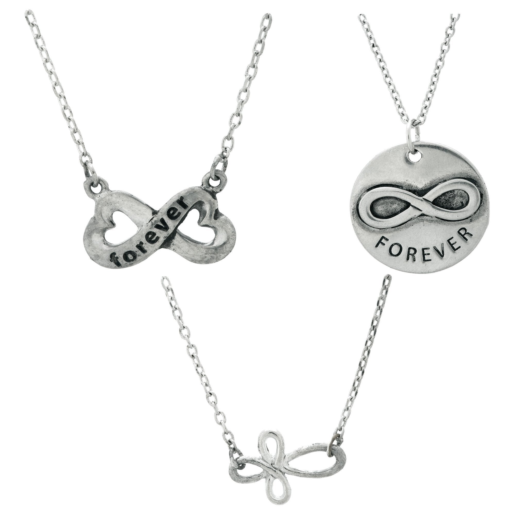 Infinite Strength Of Love Pewter Necklace - Hearts
