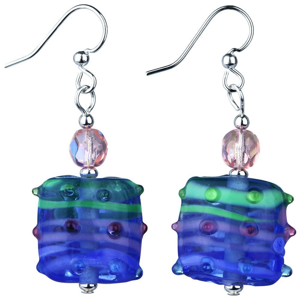 Jazzy Lampwork Glass Earrings - Blue