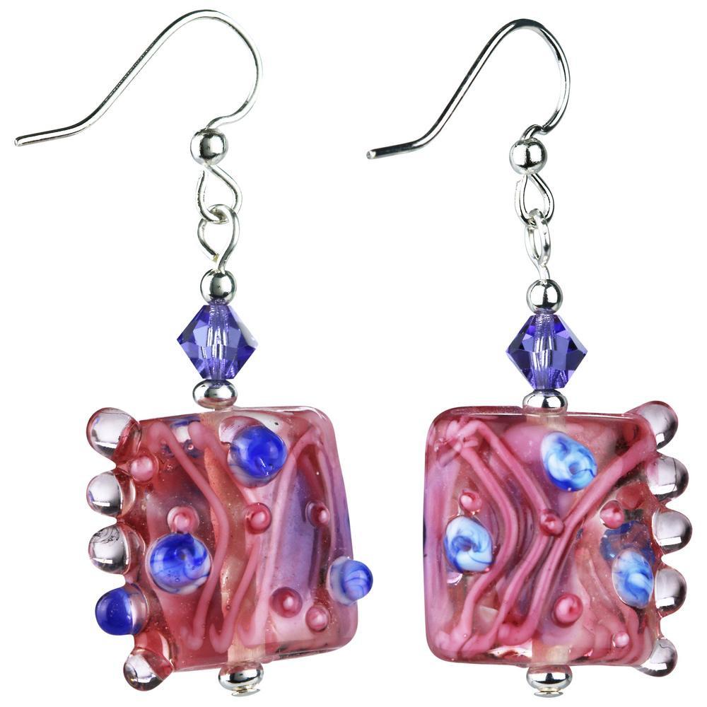 Jazzy Lampwork Glass Earrings - Pink