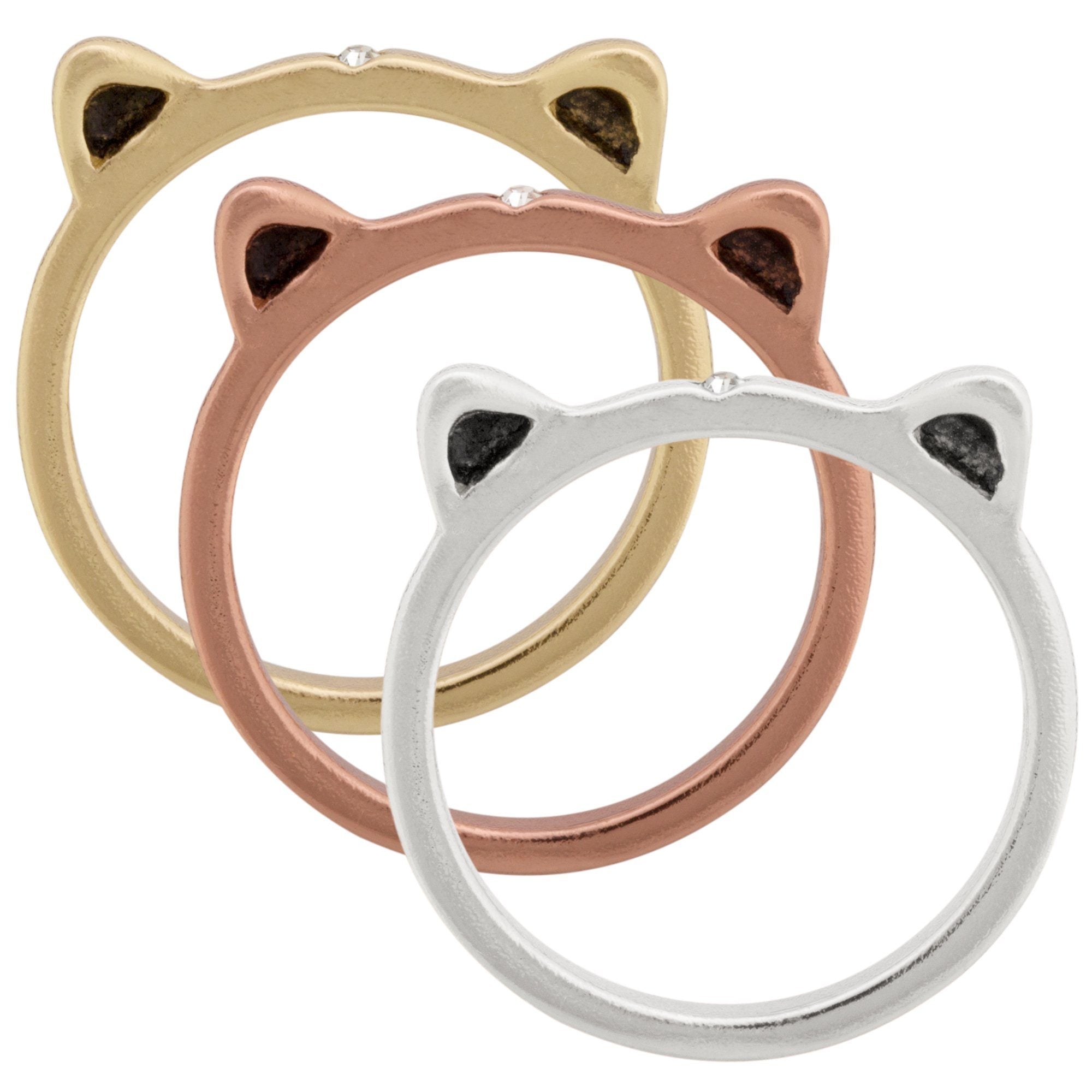 Kitty Trio Stacking Rings Set - 8