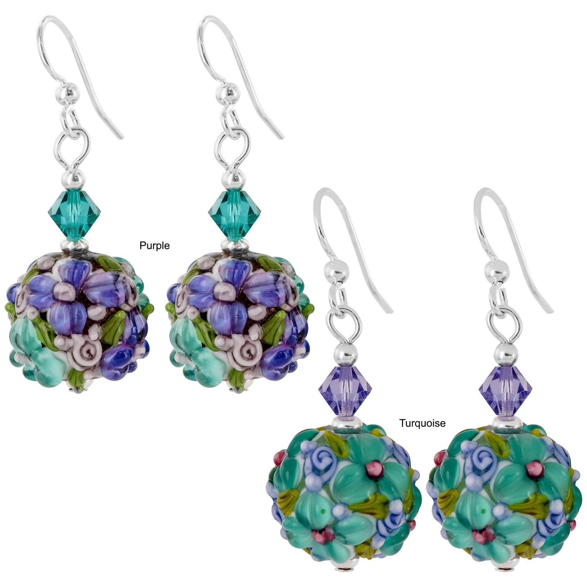 Lampwork Glass Bead Earrings - Turquoise - Single Pair