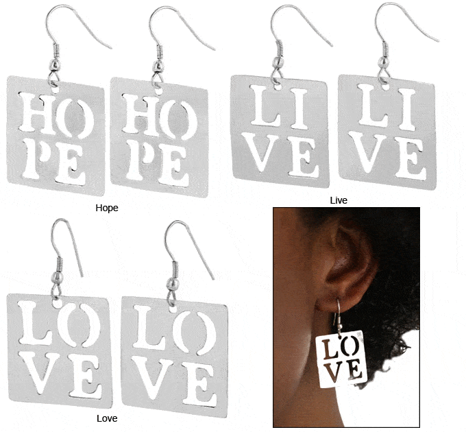 Live, Hope, Love Earrings - Live
