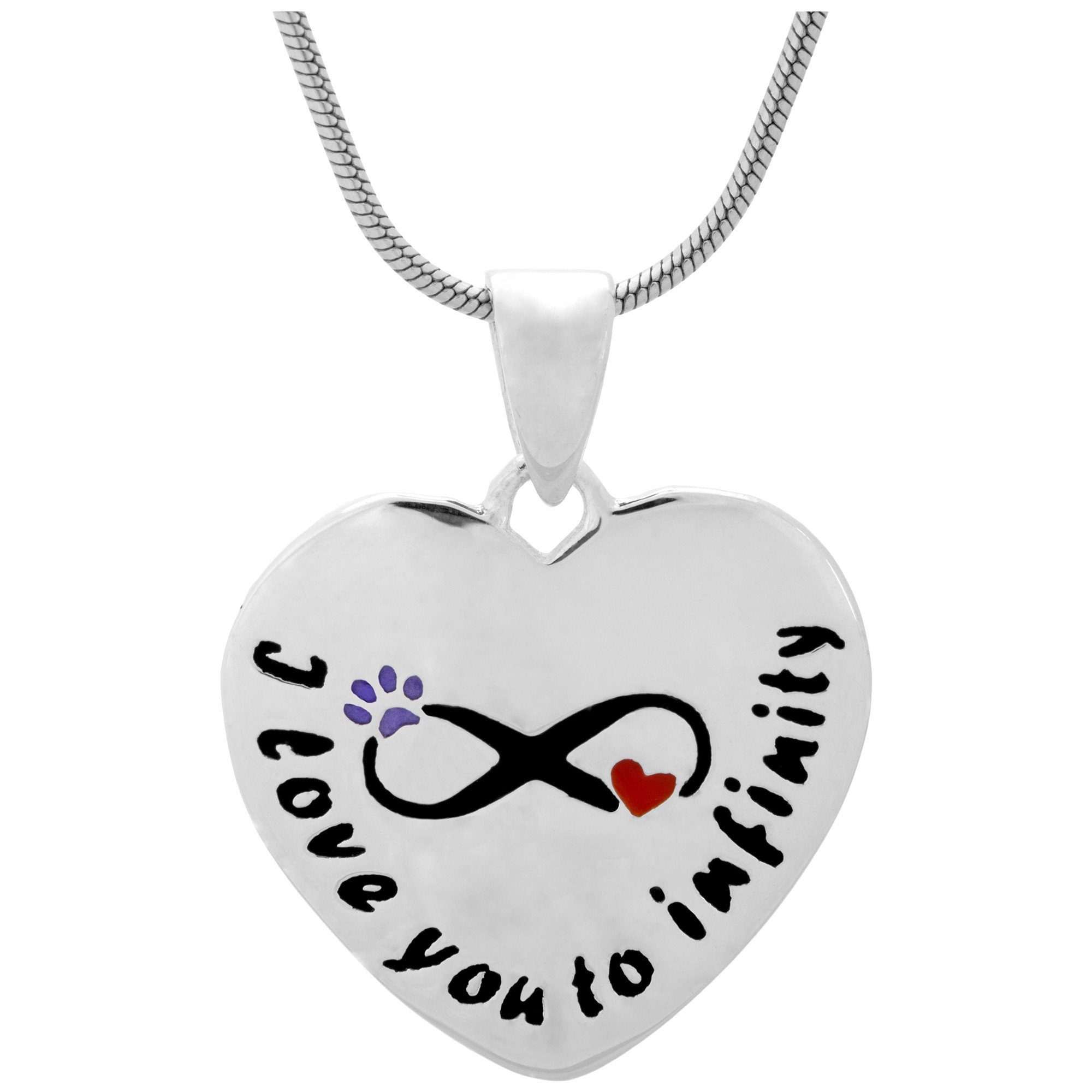 Love To Infinity Sterling Paw Necklace - With Snake Chain
