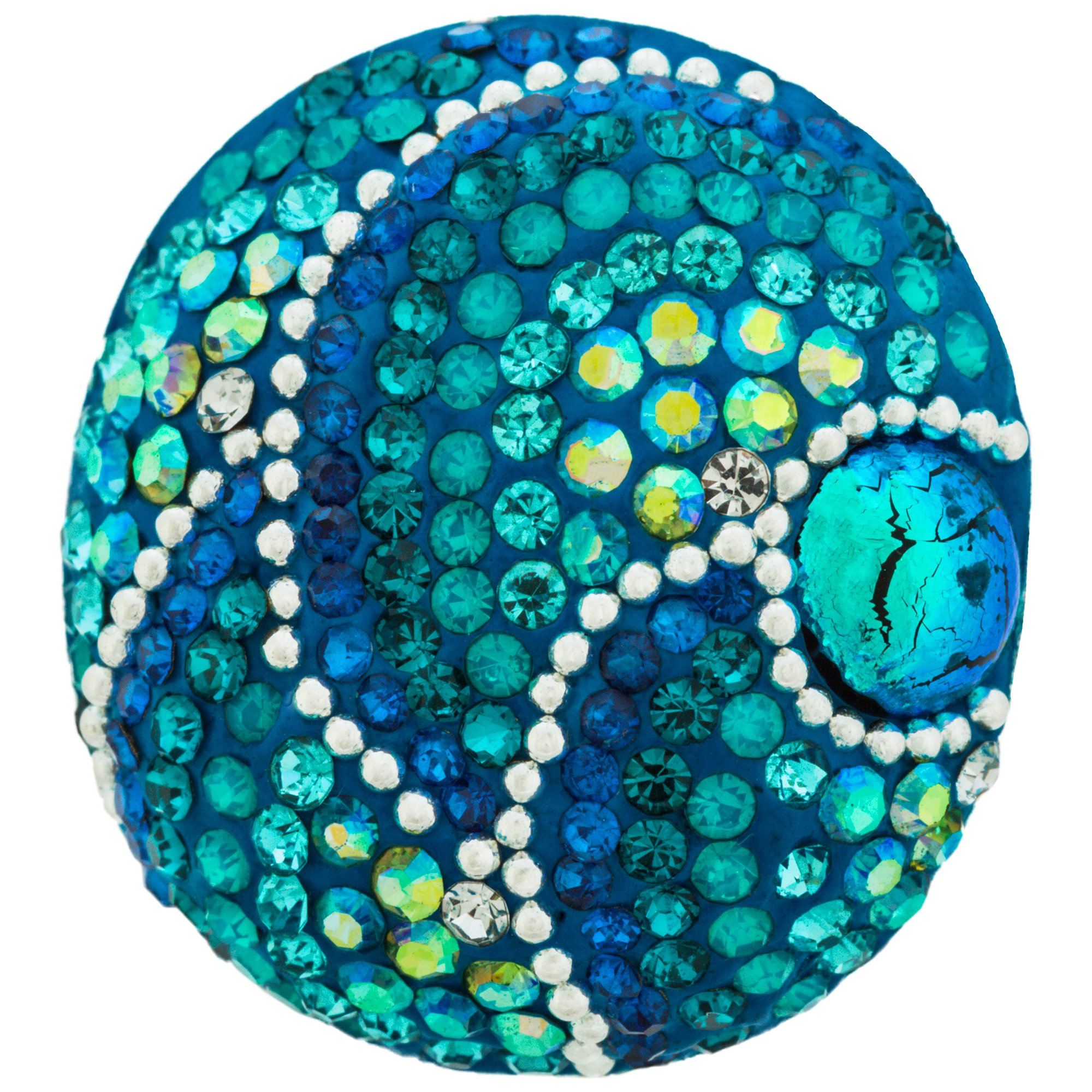 Mosaic Crystals Adjustable Sterling Ring - Blue