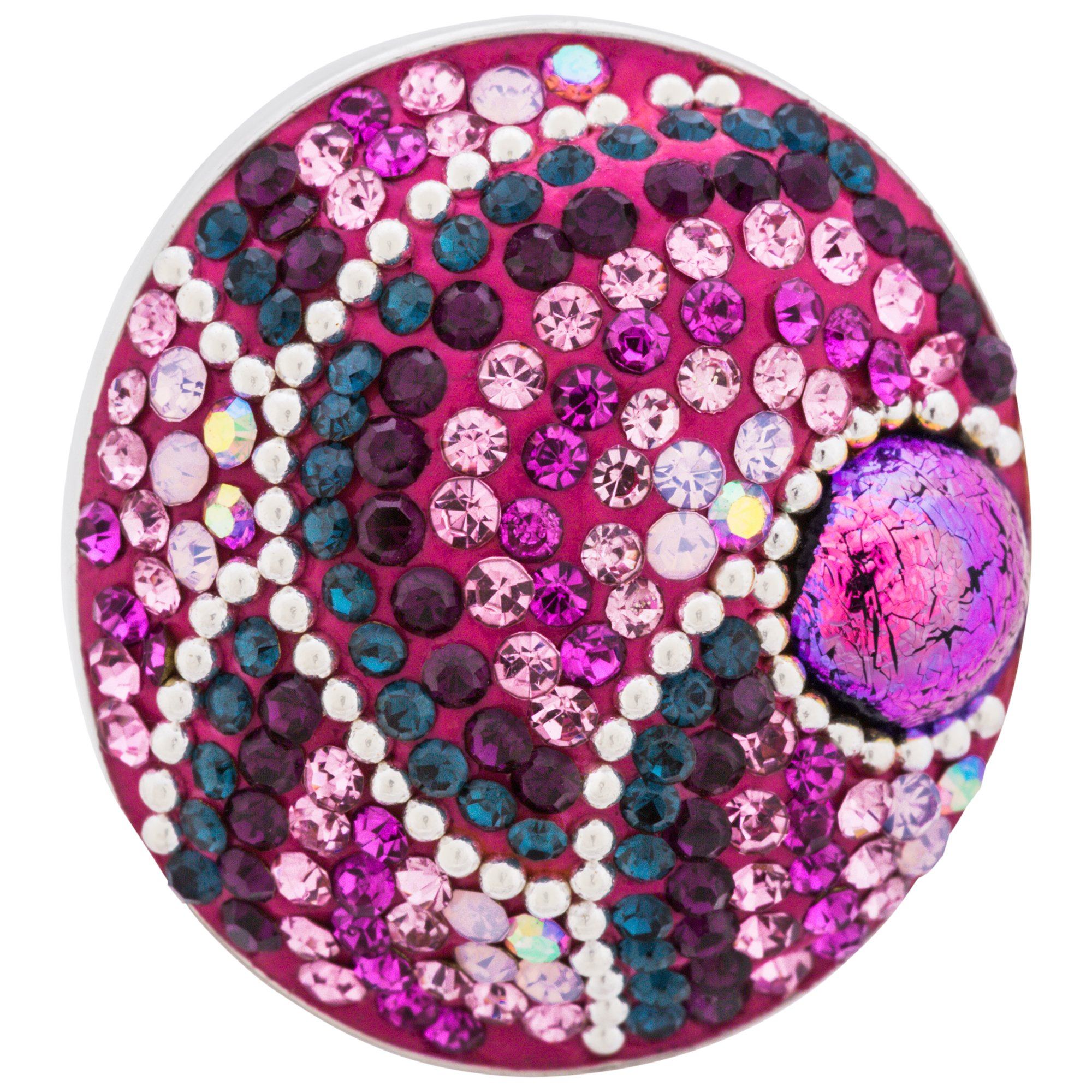 Mosaic Crystals Adjustable Sterling Ring - Pink
