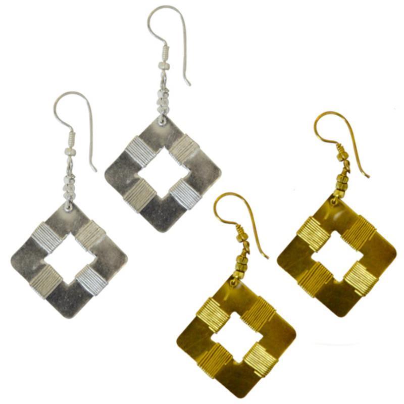 New Dimensions Square Earrings - Gold-tone