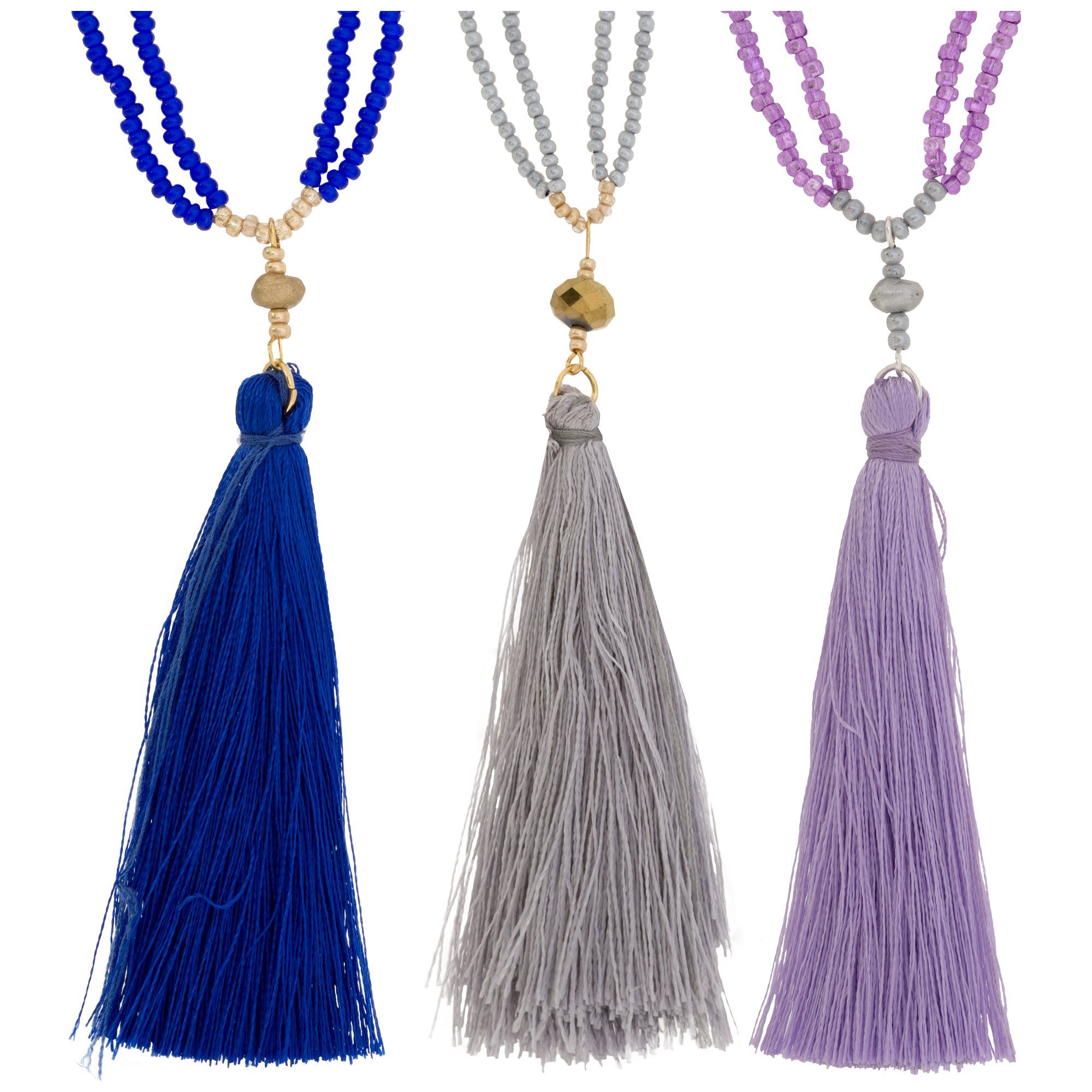 Ombre Tassel Necklace - Blue