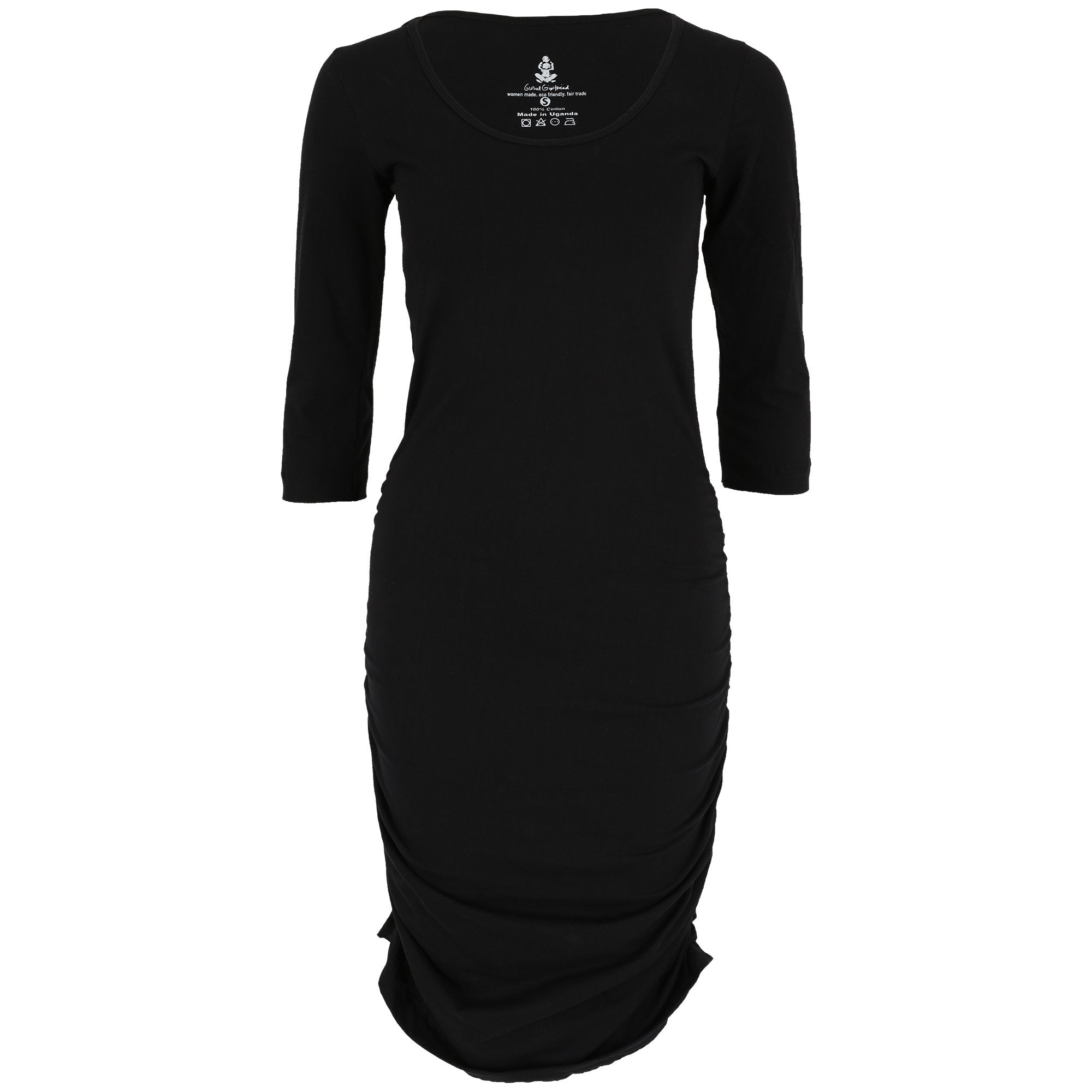 Organic Shirred Tunic Dress - Black - XL