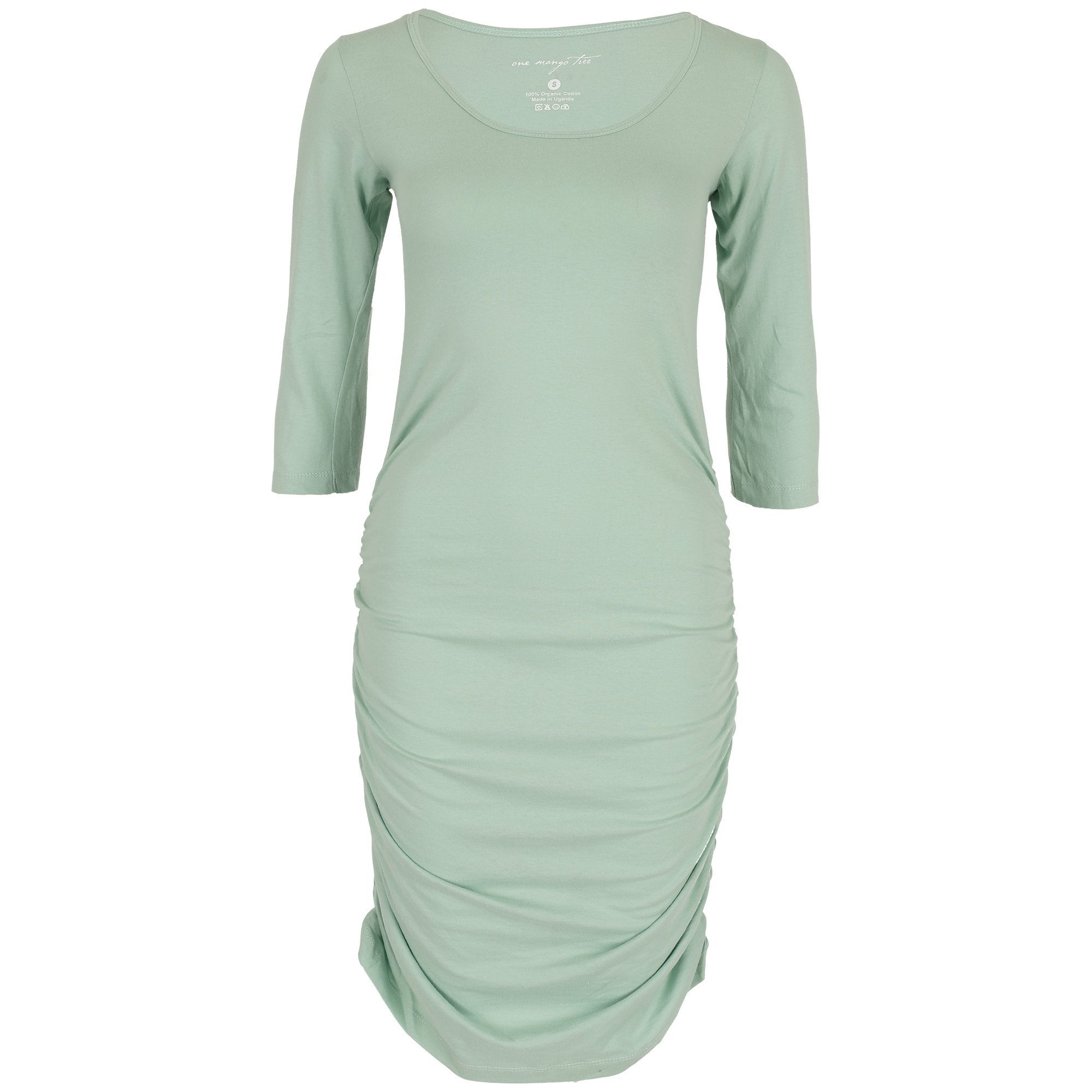 Organic Shirred Tunic Dress - Jade - XS
