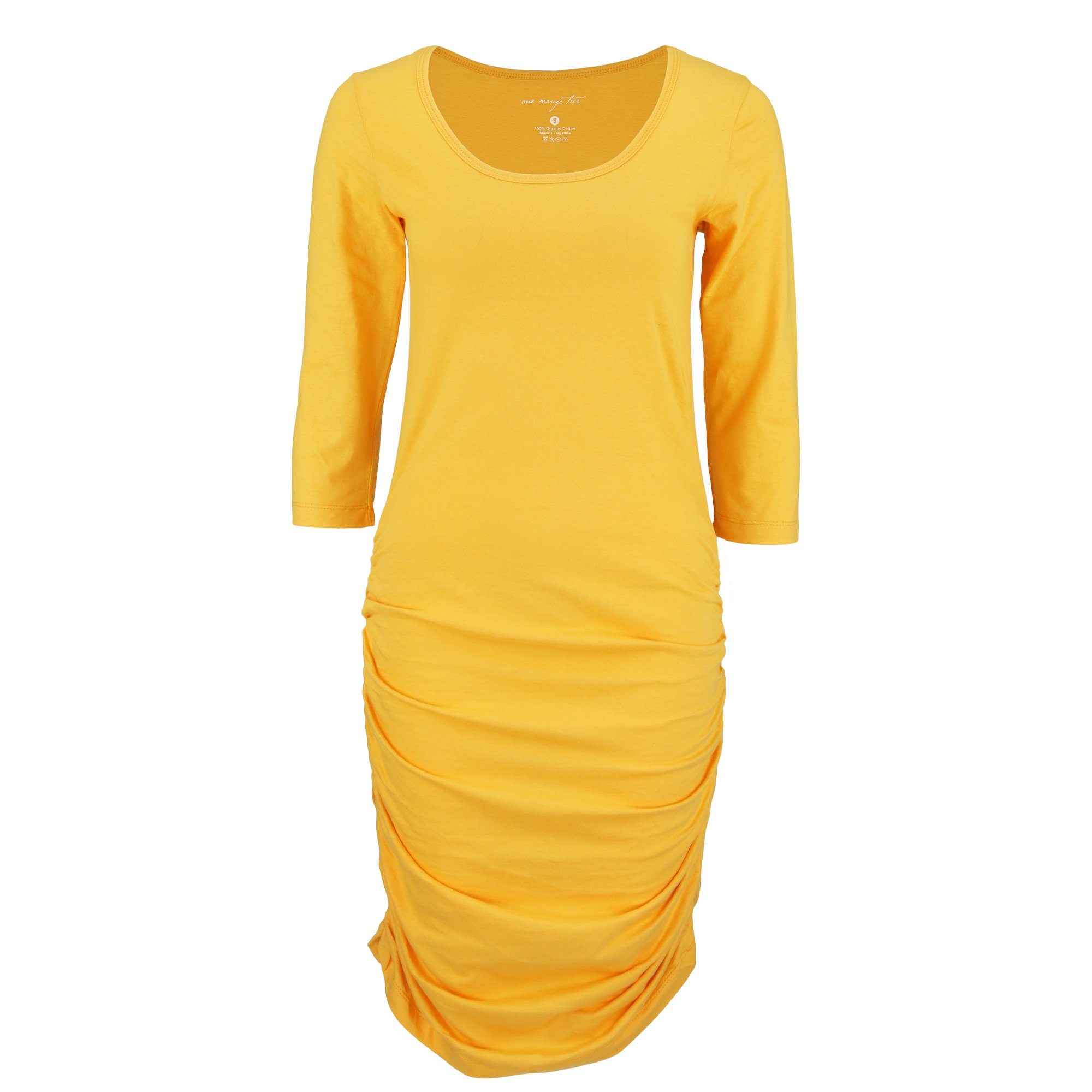 Organic Shirred Tunic Dress - Yellow - XS