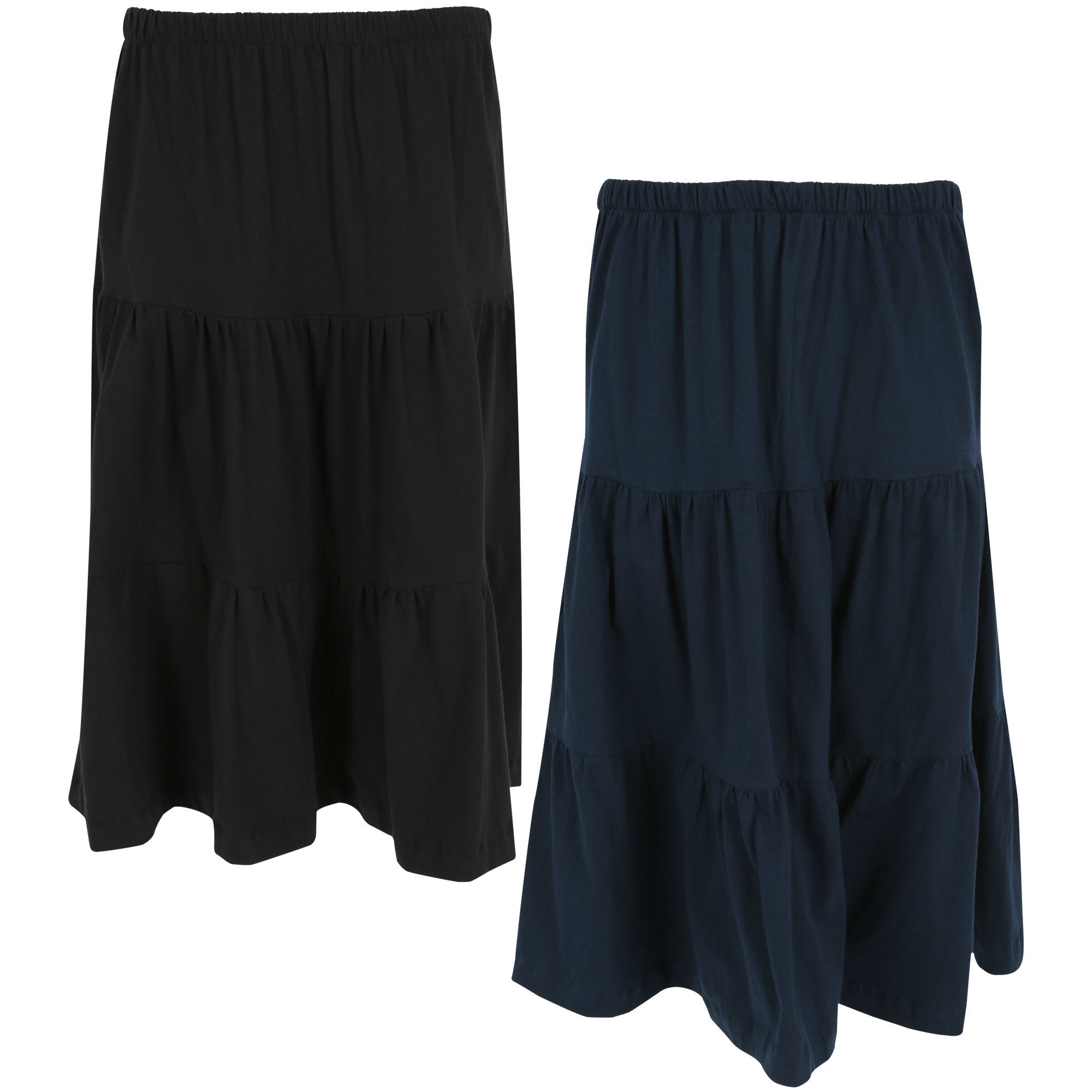 Organic Tiered Travel Skirt - Navy - S