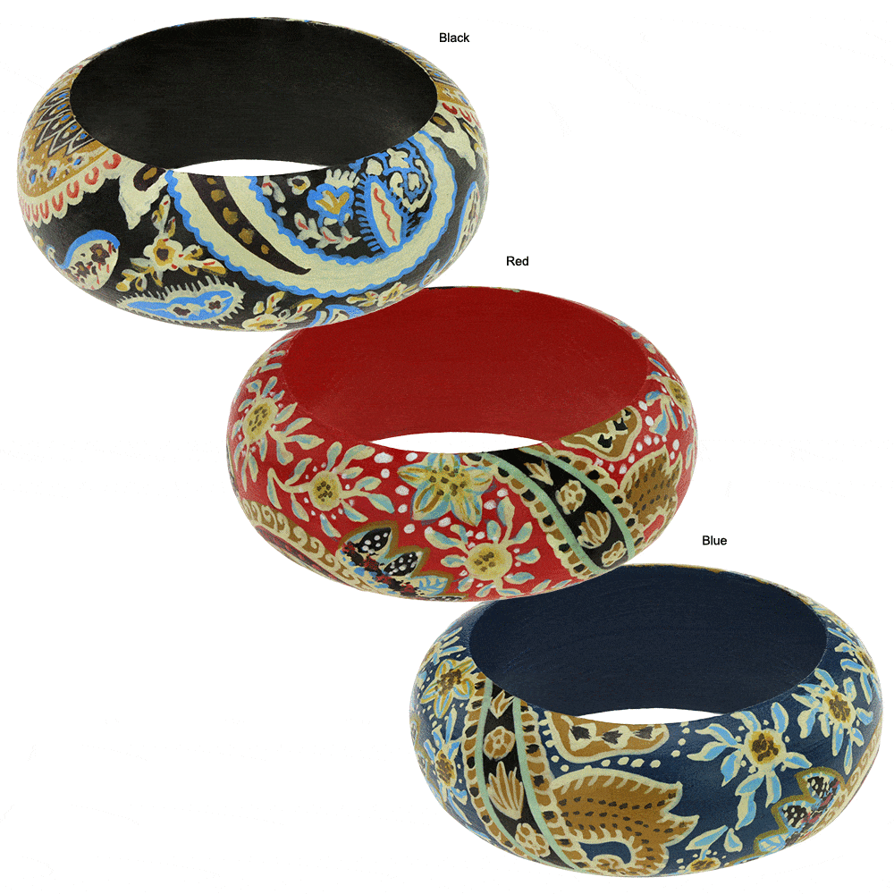 Painted Paisley Bangle - Black