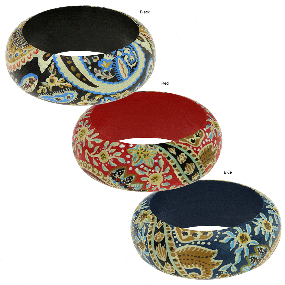 Painted Paisley Bangle - Red