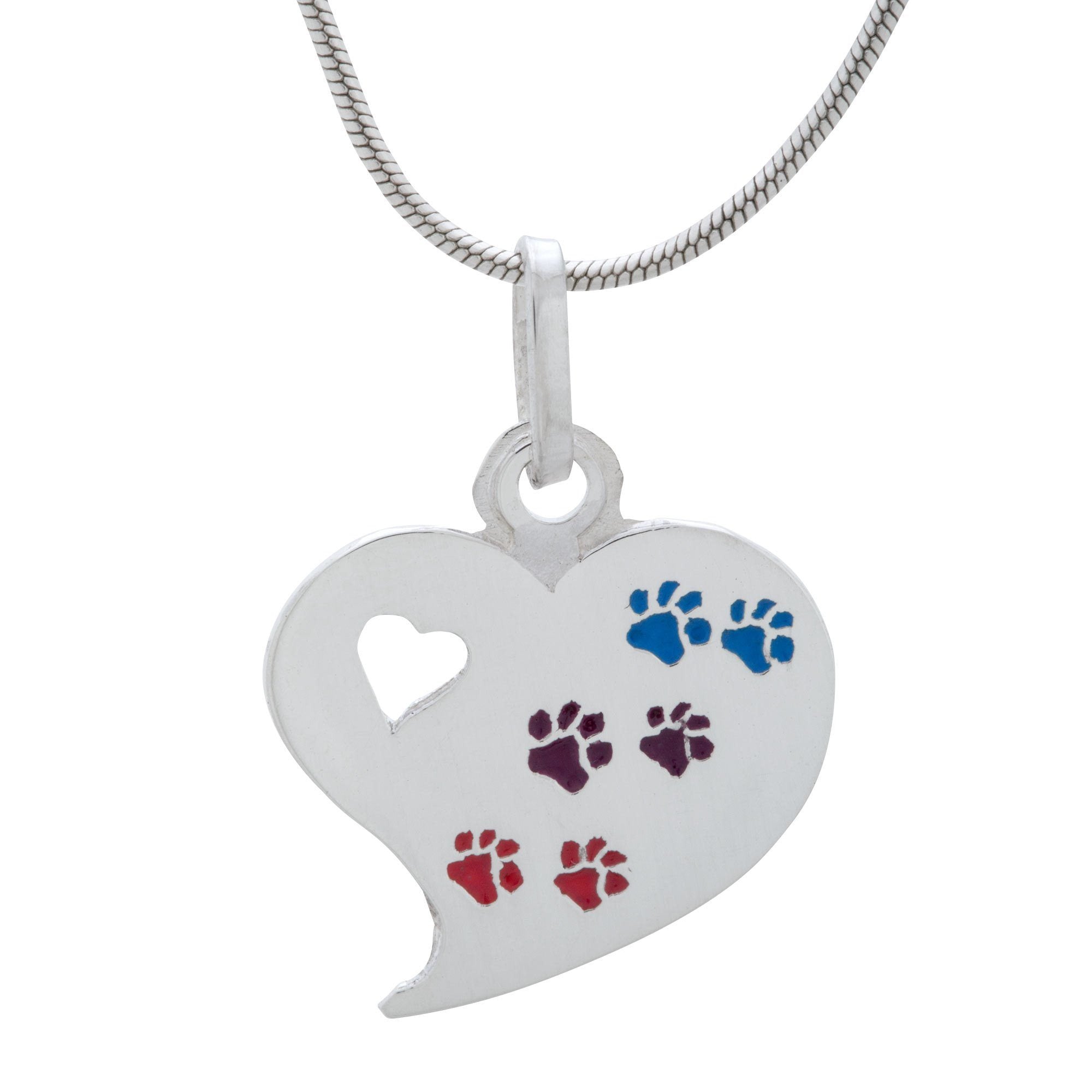 Paw Palette Sterling Heart Necklace - Pendant Only