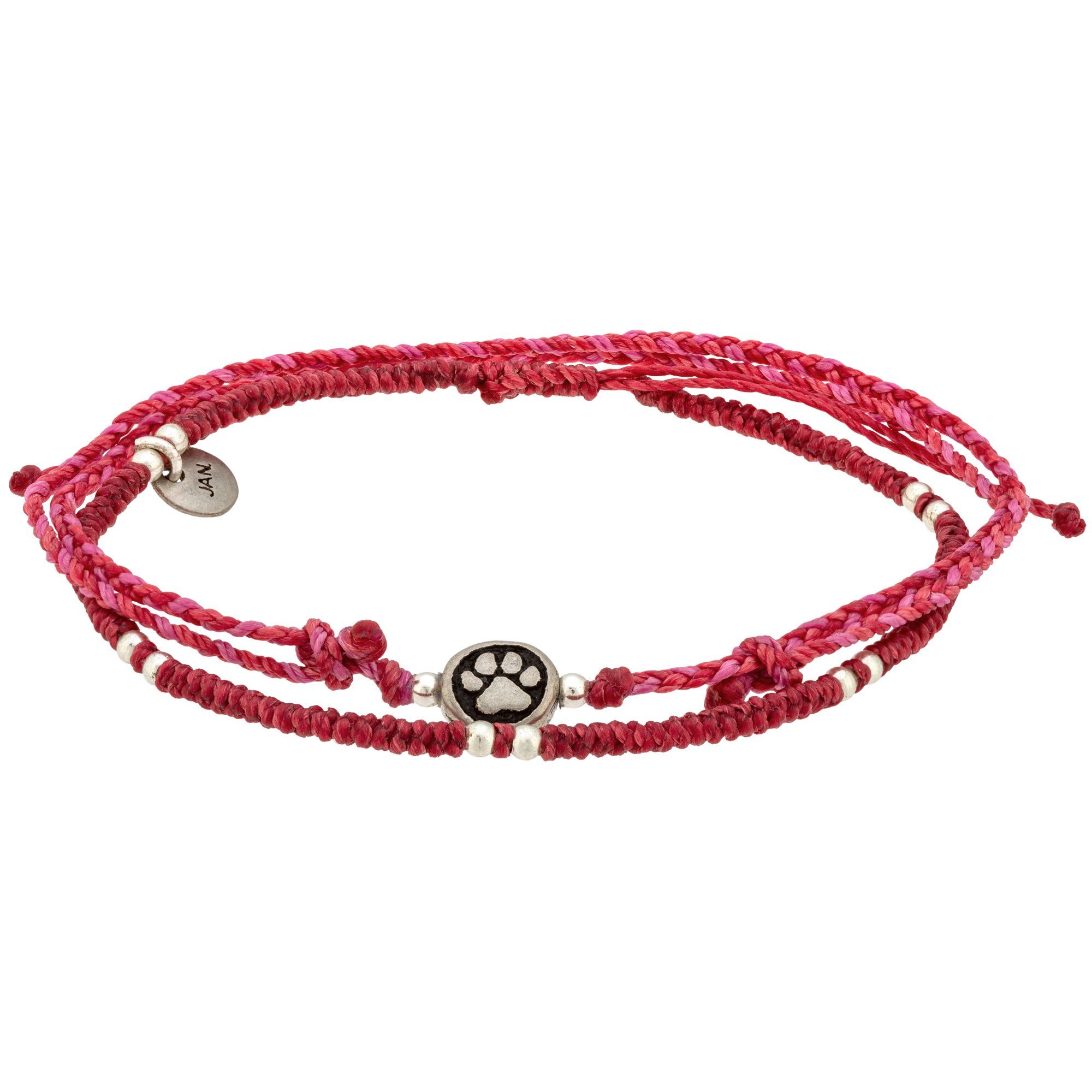 Paw Print Birthstone Anklet Set - January