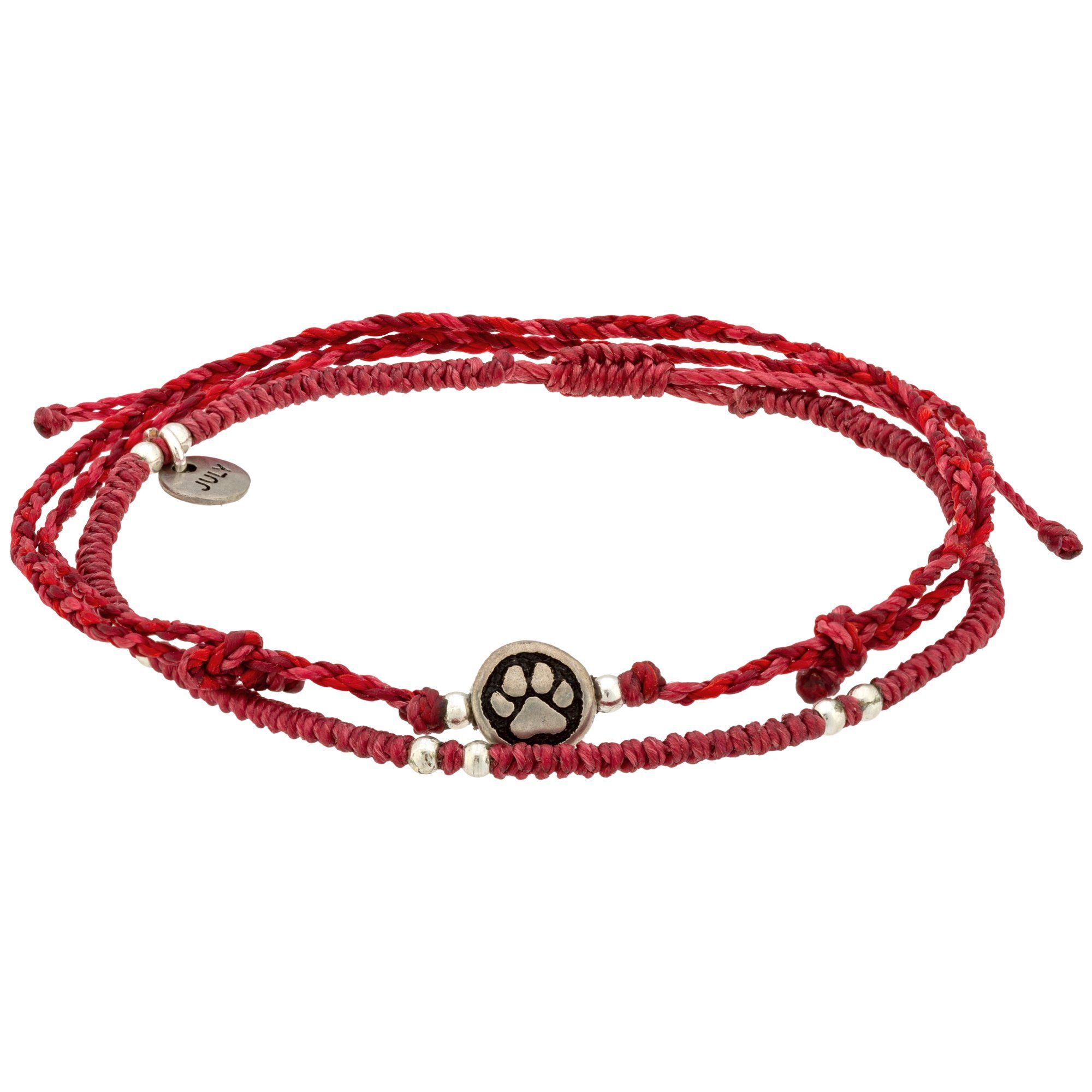 Paw Print Birthstone Anklet Set - July