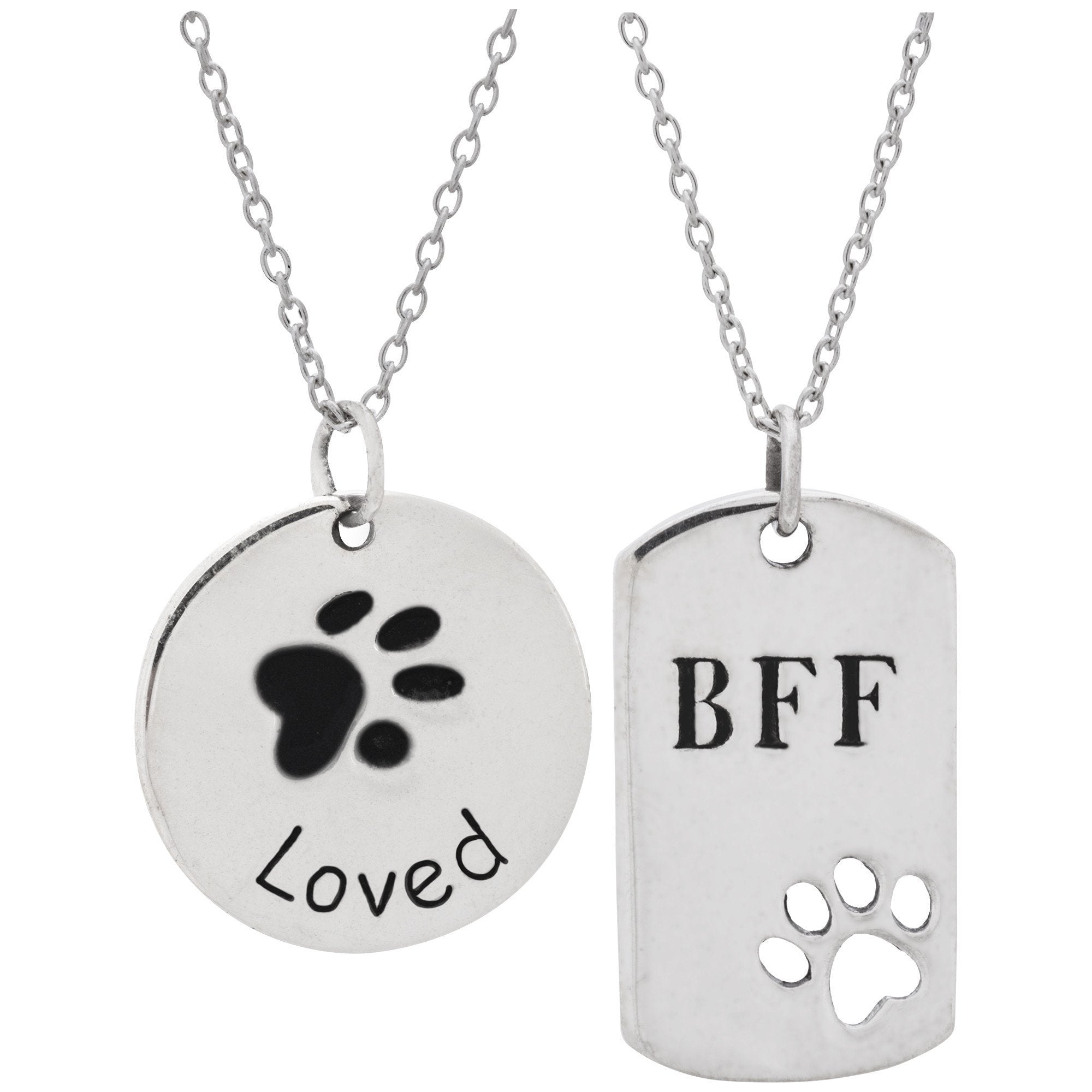 Paw Print Love Sterling Necklace - BFF
