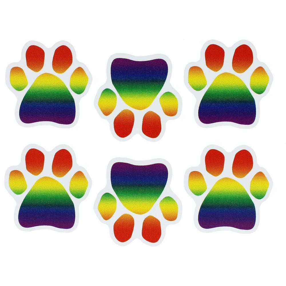 Paw Print Mini Car Magnets Set - Rainbow - Set Of 6