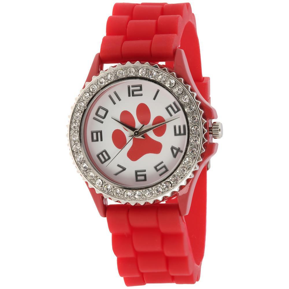 Paw Print Silicone Watch - Red