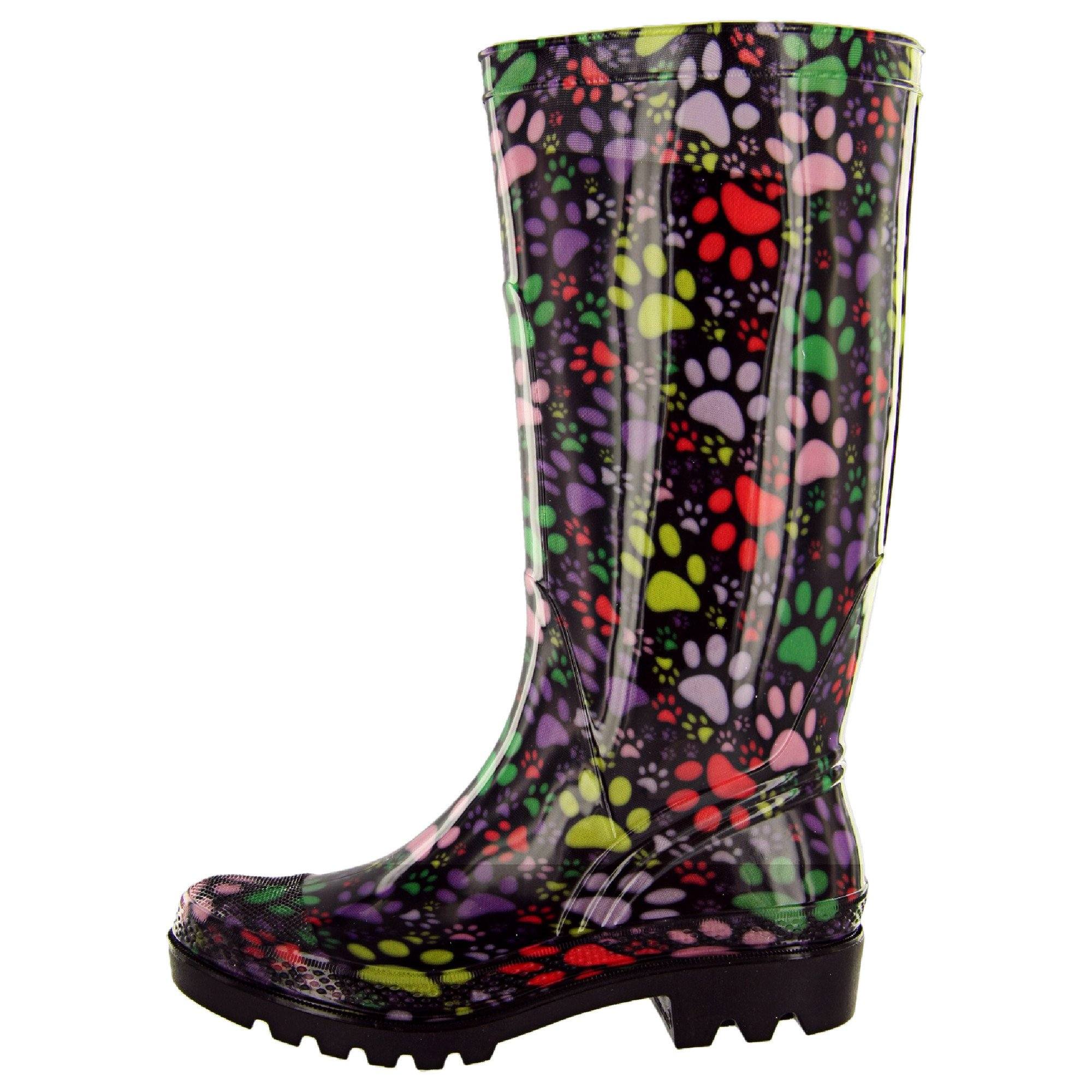 dog paw print rain boots