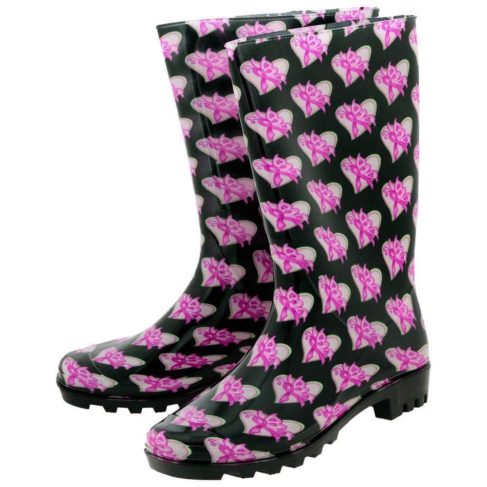 breast cancer awareness rain boots