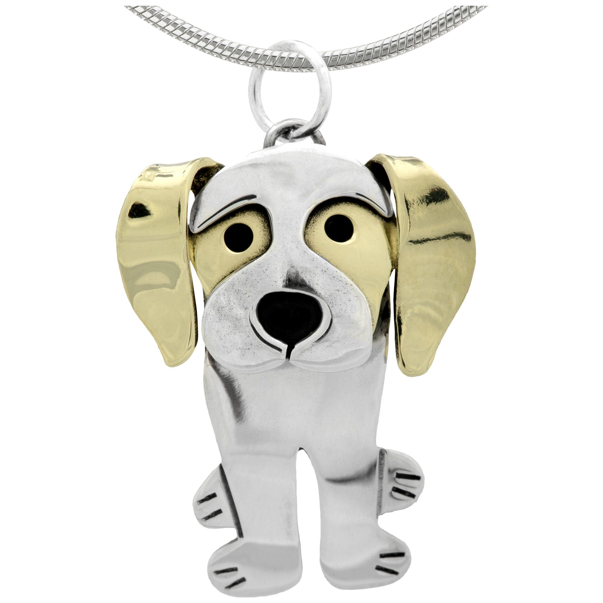 Darling Dog Mixed Metal Necklace - Beagle - Snake Chain