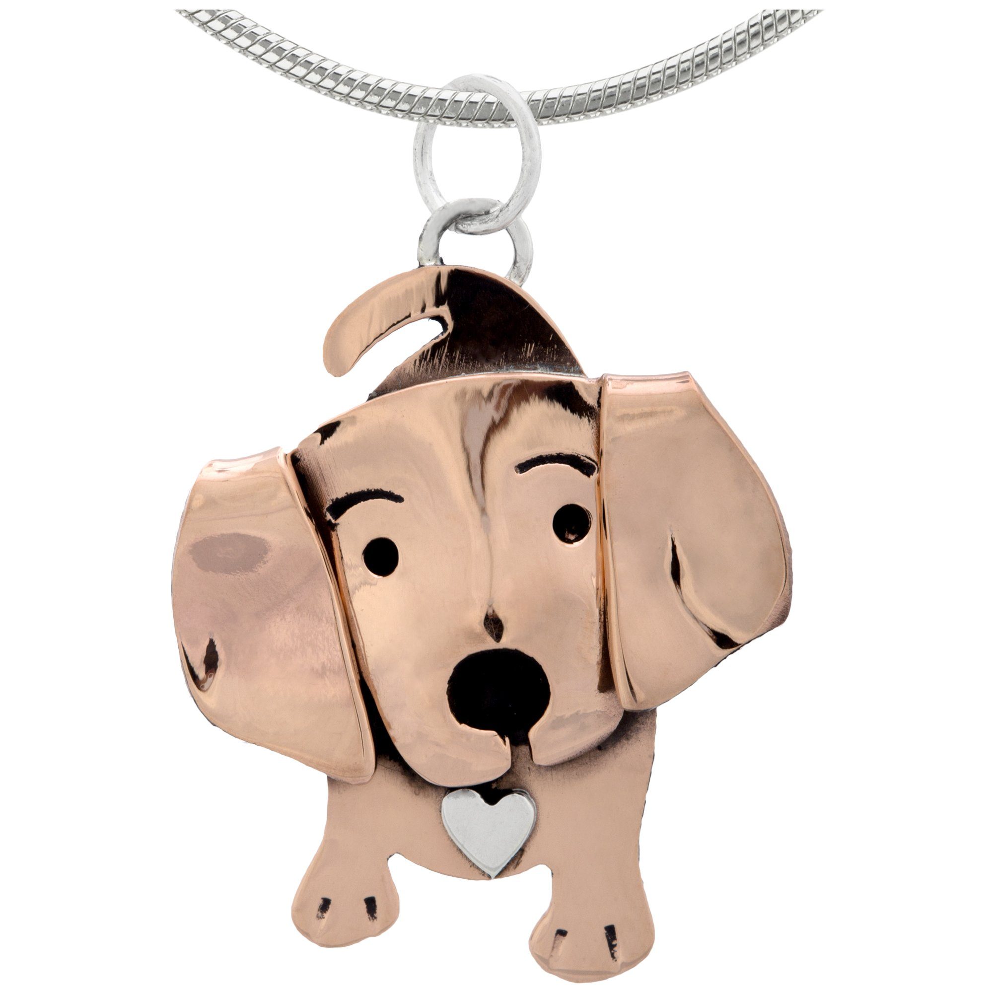 Darling Dog Mixed Metal Necklace - Dachshund - With Sterling Cable Chain