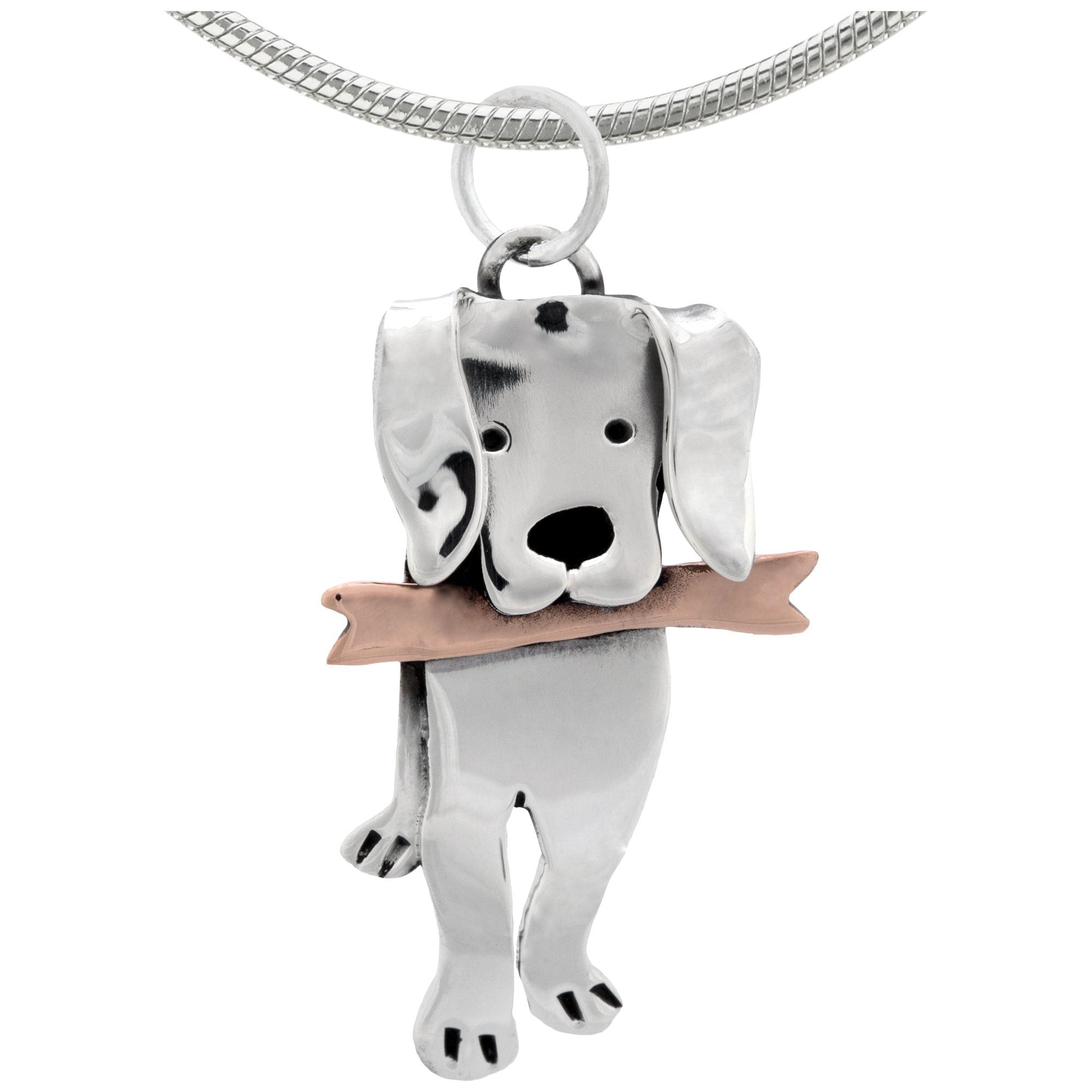 Darling Dog Mixed Metal Necklace - Labrador - With Diamond Cut Chain