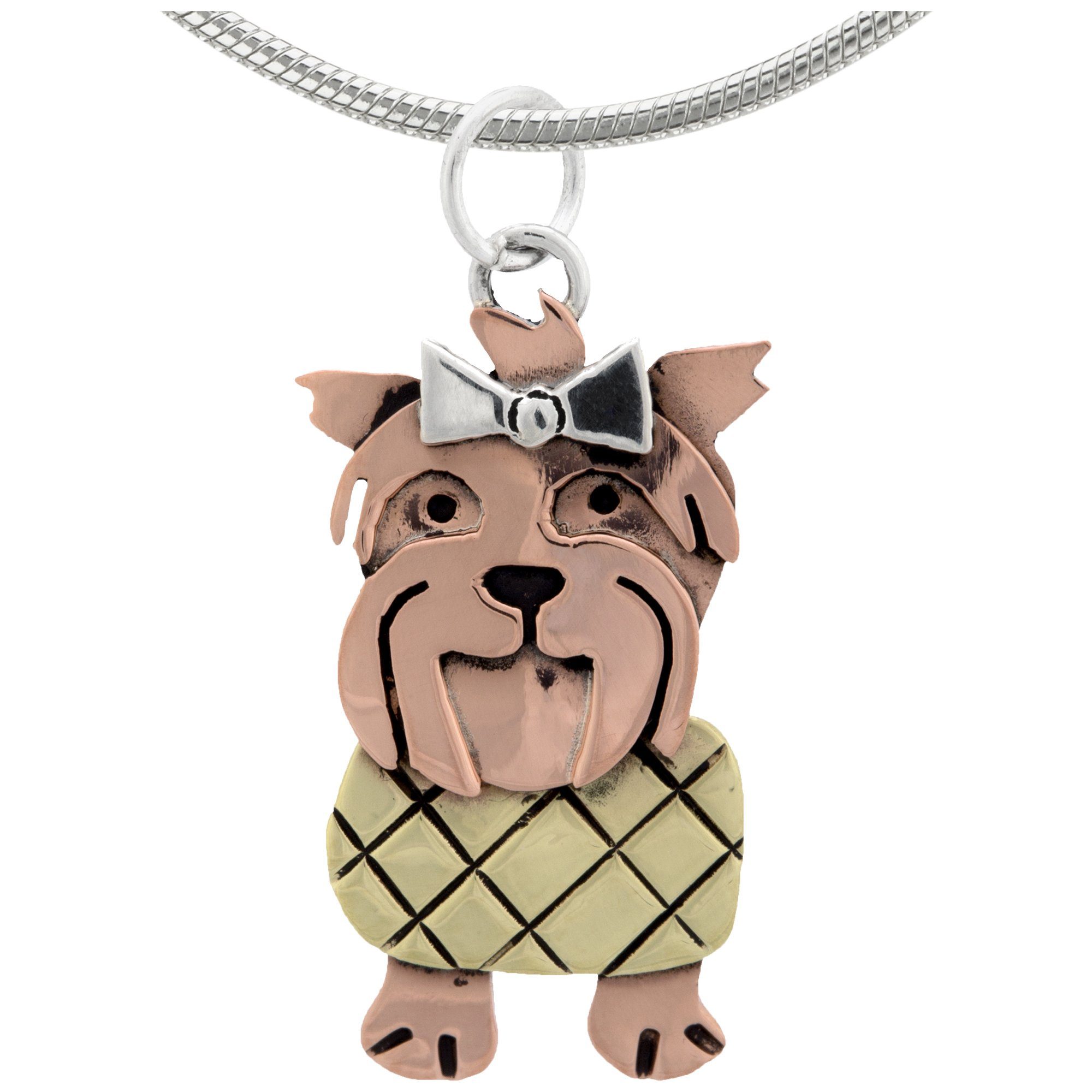 Darling Dog Mixed Metal Necklace - Yorkshire - With Diamond Cut Chain