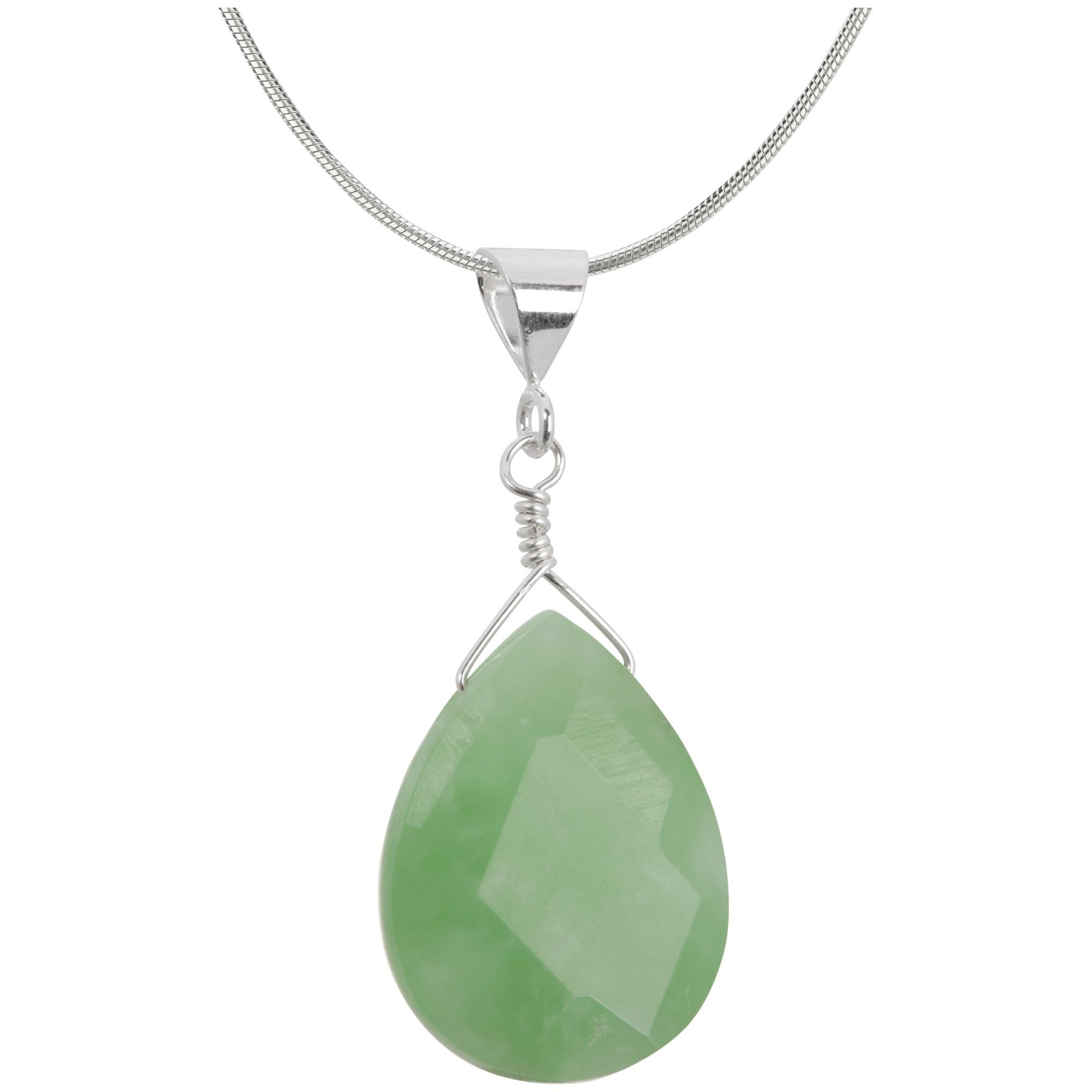Simple Faceted Gemstone & Sterling Necklace - Amazonite - Pendant Only