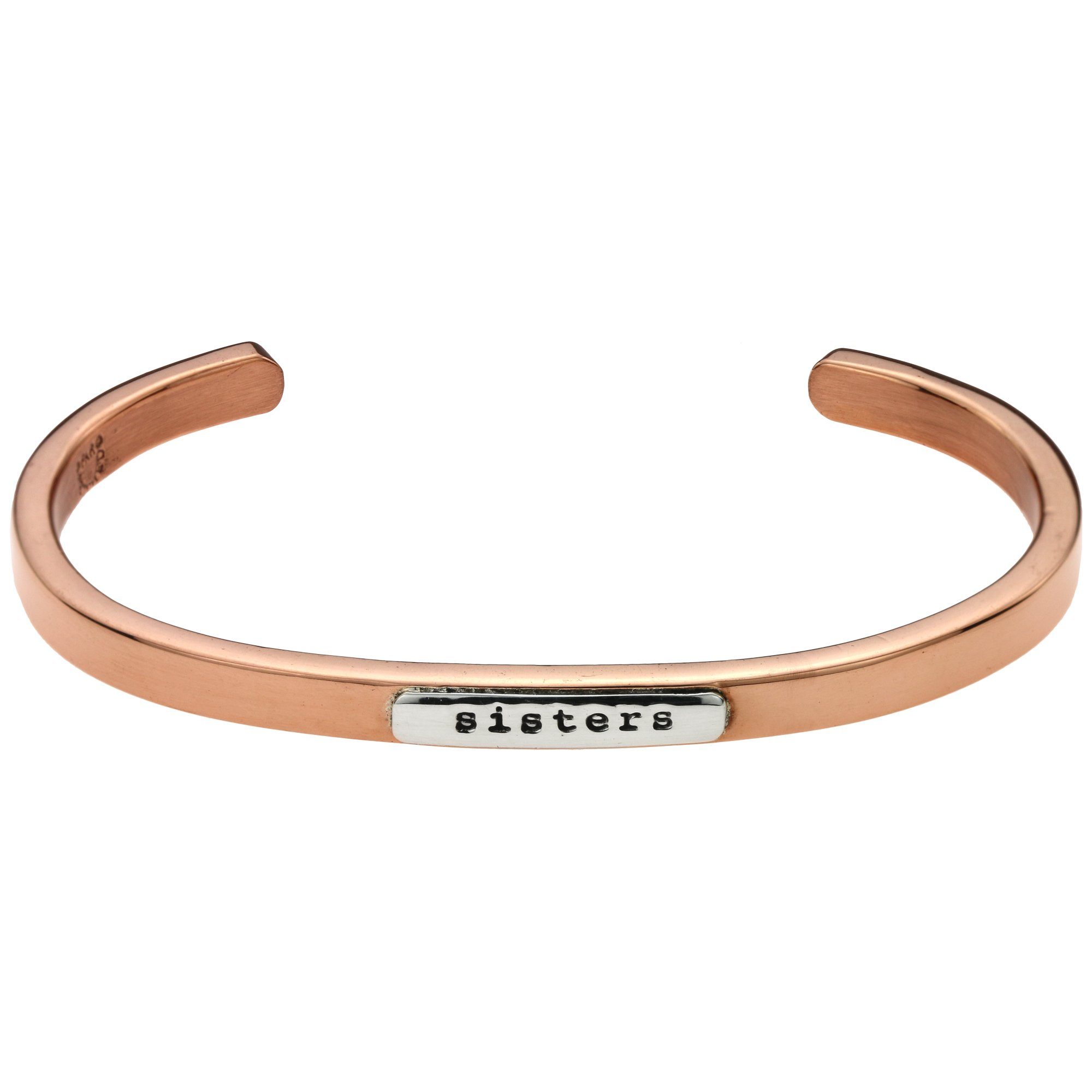 Sisters Forever Copper & Sterling Stackable Cuff Bracelet - Single