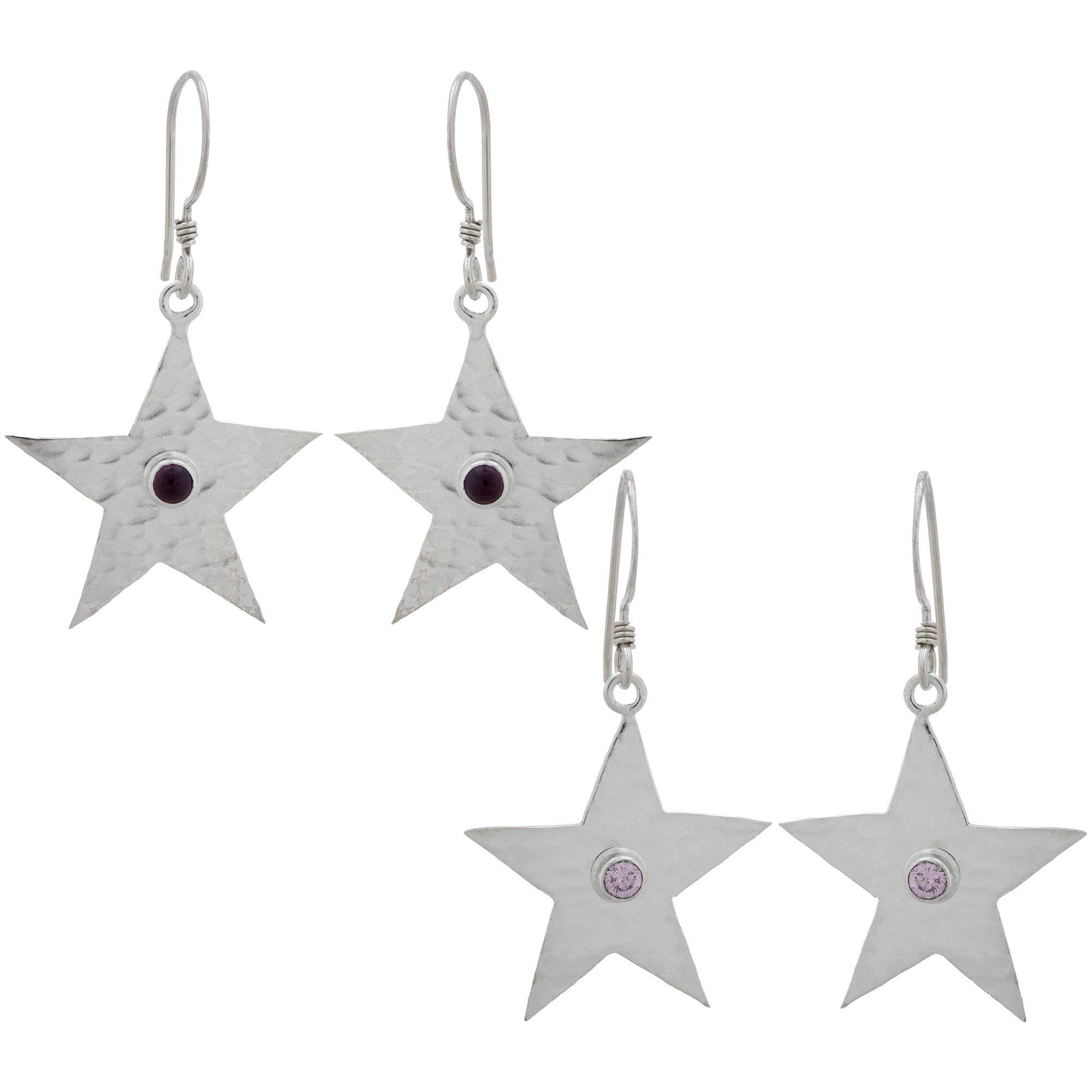 Star Shine Sterling Earrings - Pink Zirconia