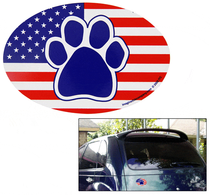 Stars & Stripes Paw Car Magnet - Single