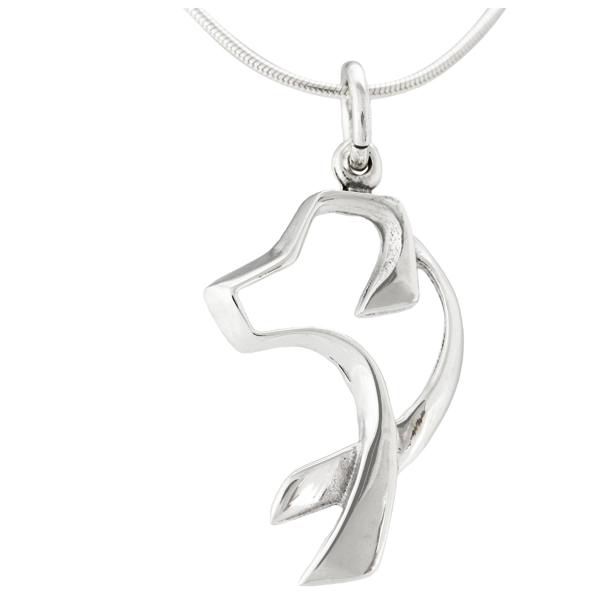 Sterling Dog Silhouette Necklace - With Snake Chain