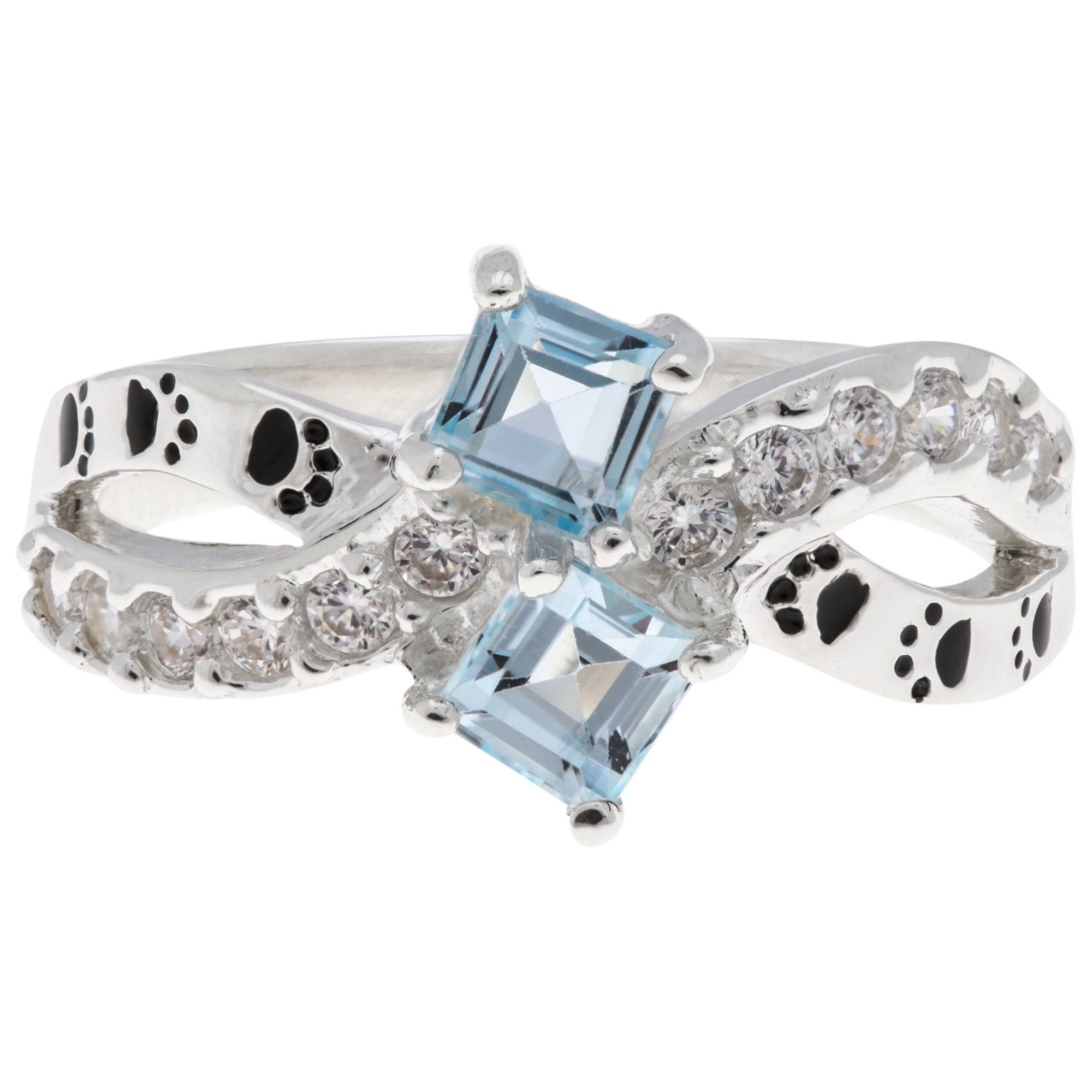 Infinity Paws Sterling & Gemstone Ring - Aquamarine - 8