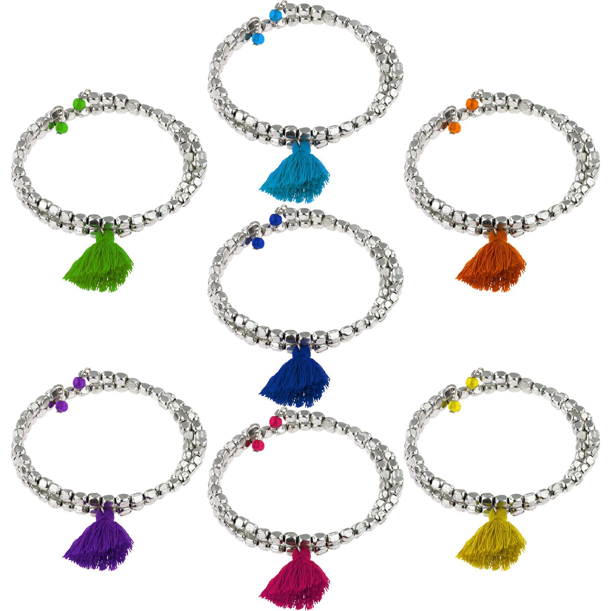 Taj Tassel Metal Bead Bracelet - Turquoise